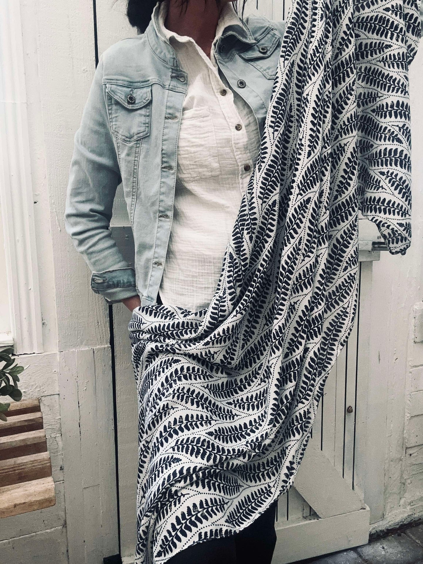 Schal Denim / White