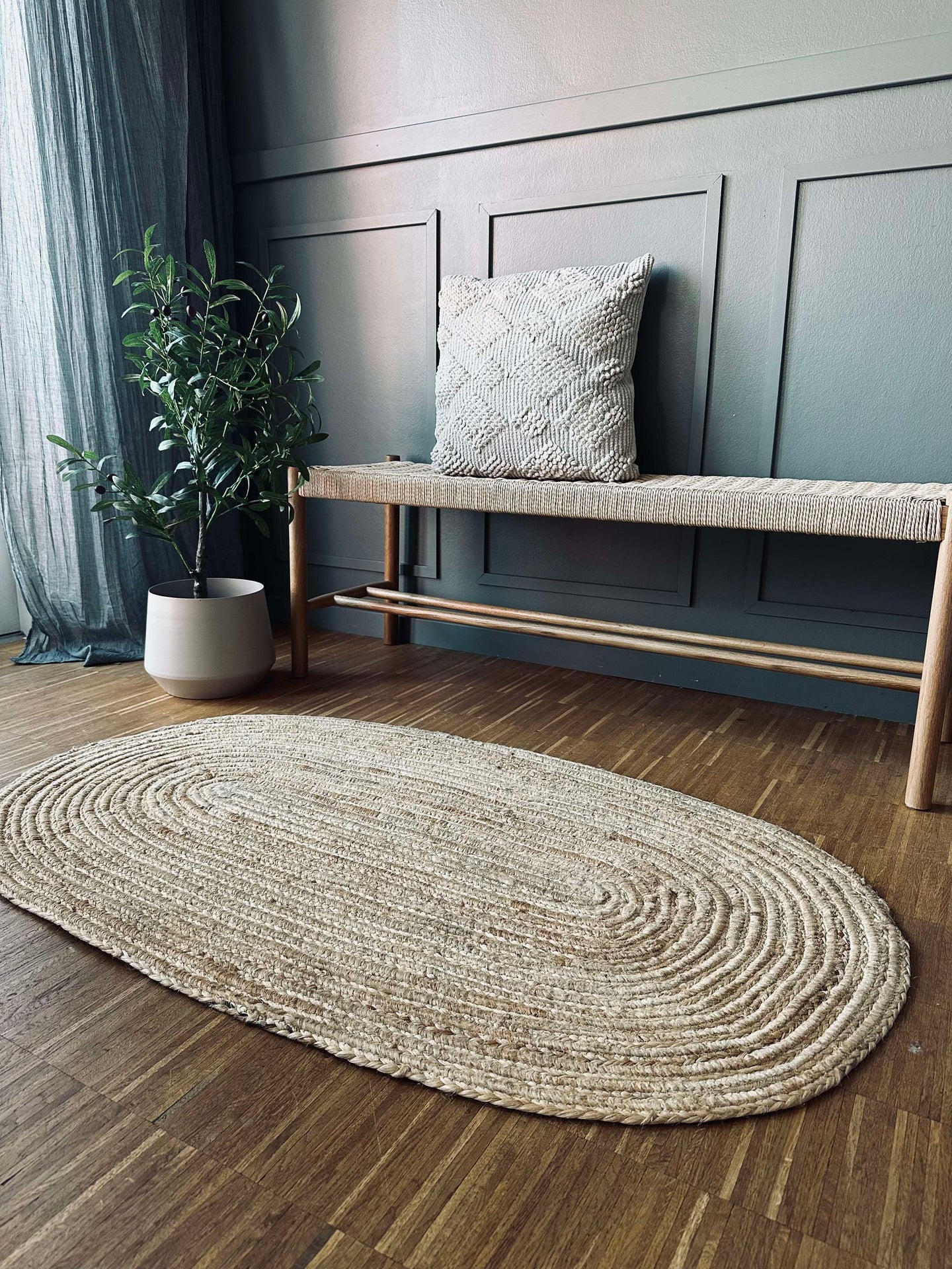 Geflochtener Juteteppich - Oval