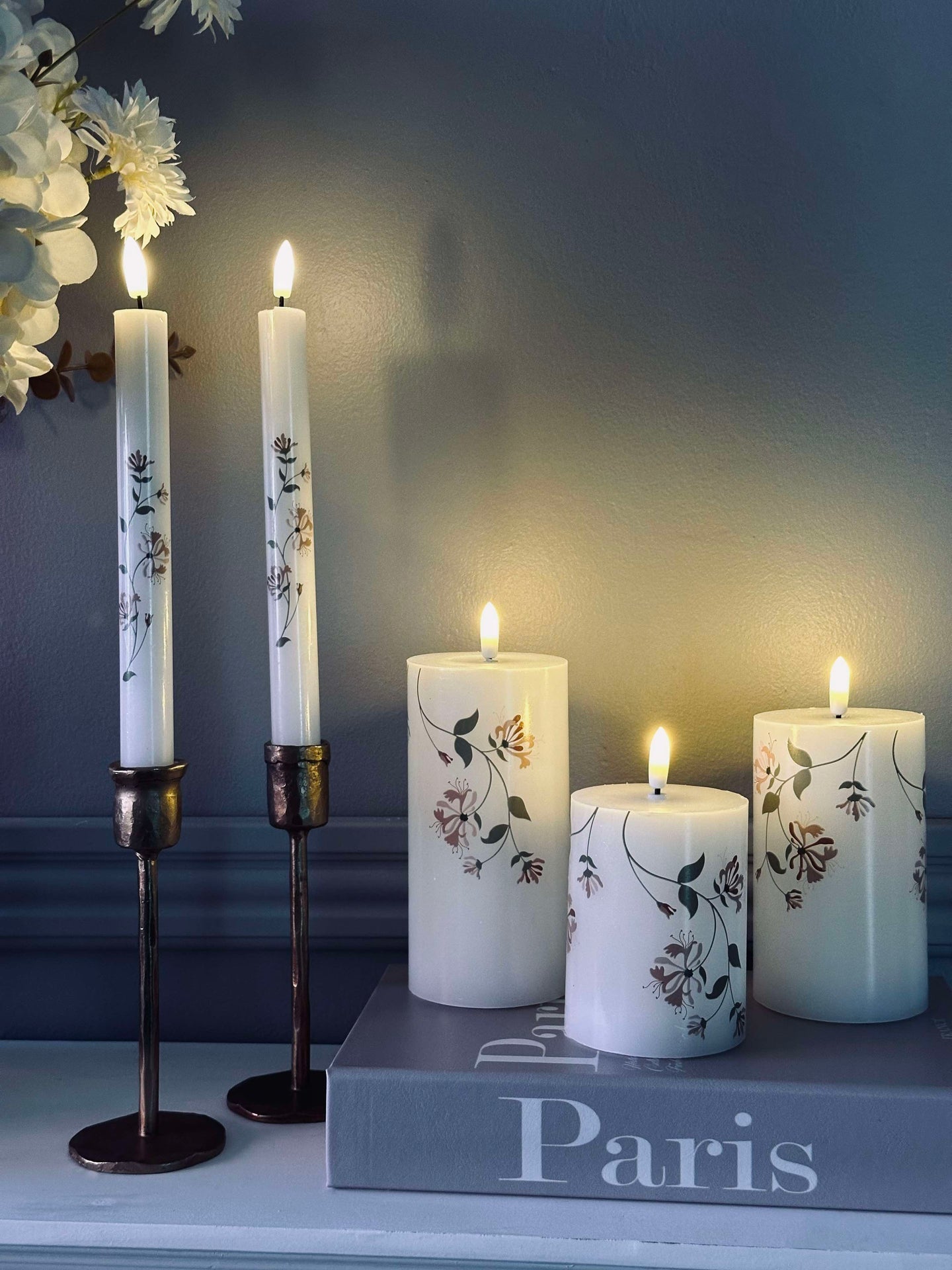 LED Rose flower Stabkerzen – Set mit 2 Stk.