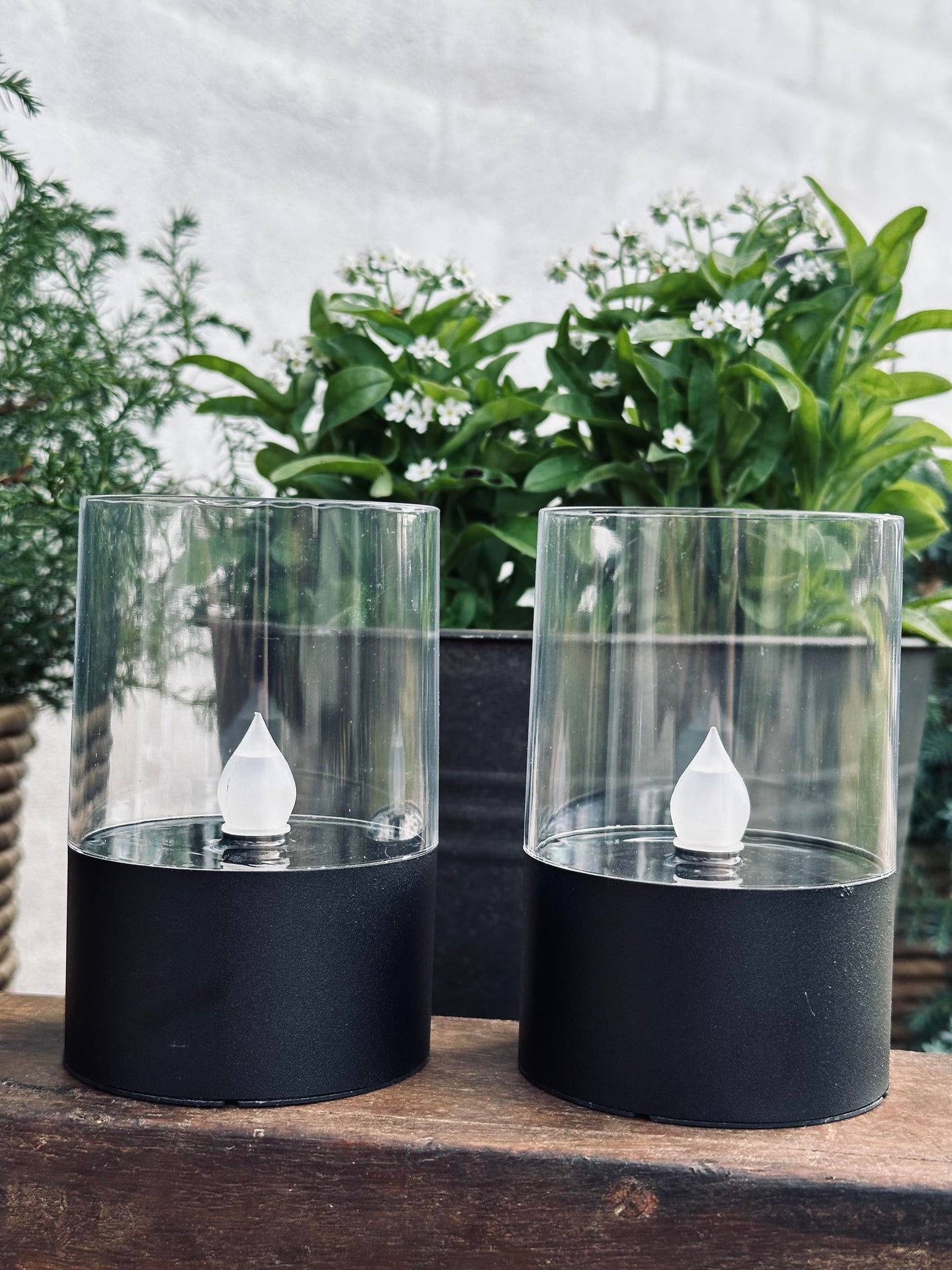Solar-Kerzenhalter - 2er Set, Matt Schwarz