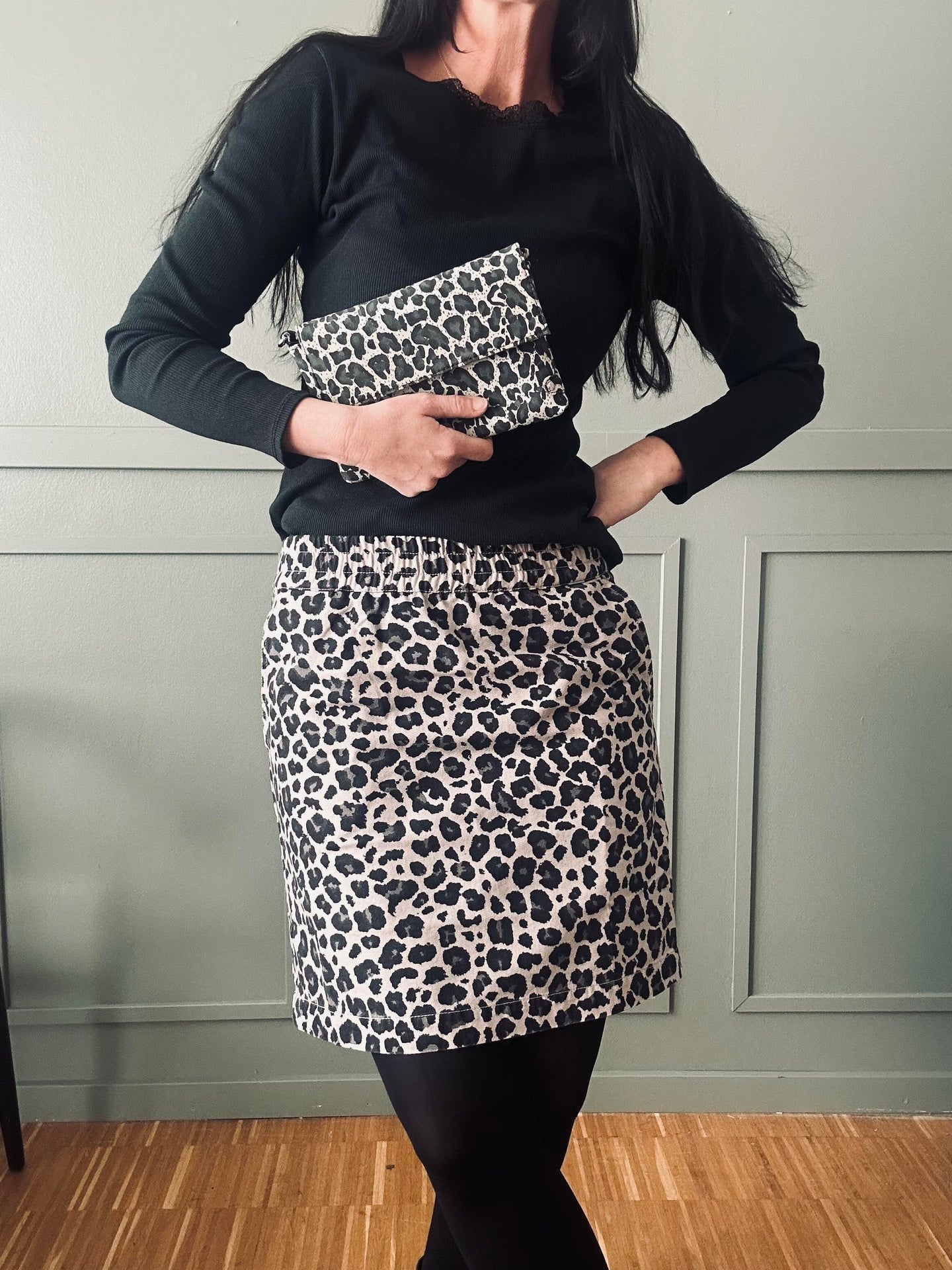 Clutch Grey Leopardleder