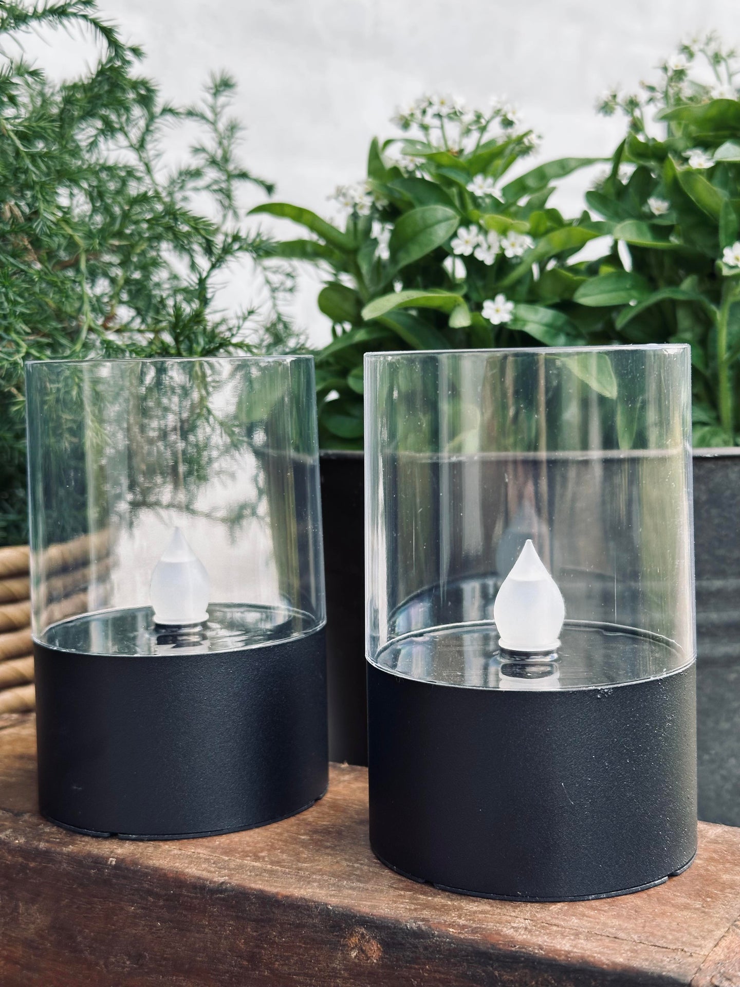 Solar-Kerzenhalter - 2er Set, Matt Schwarz