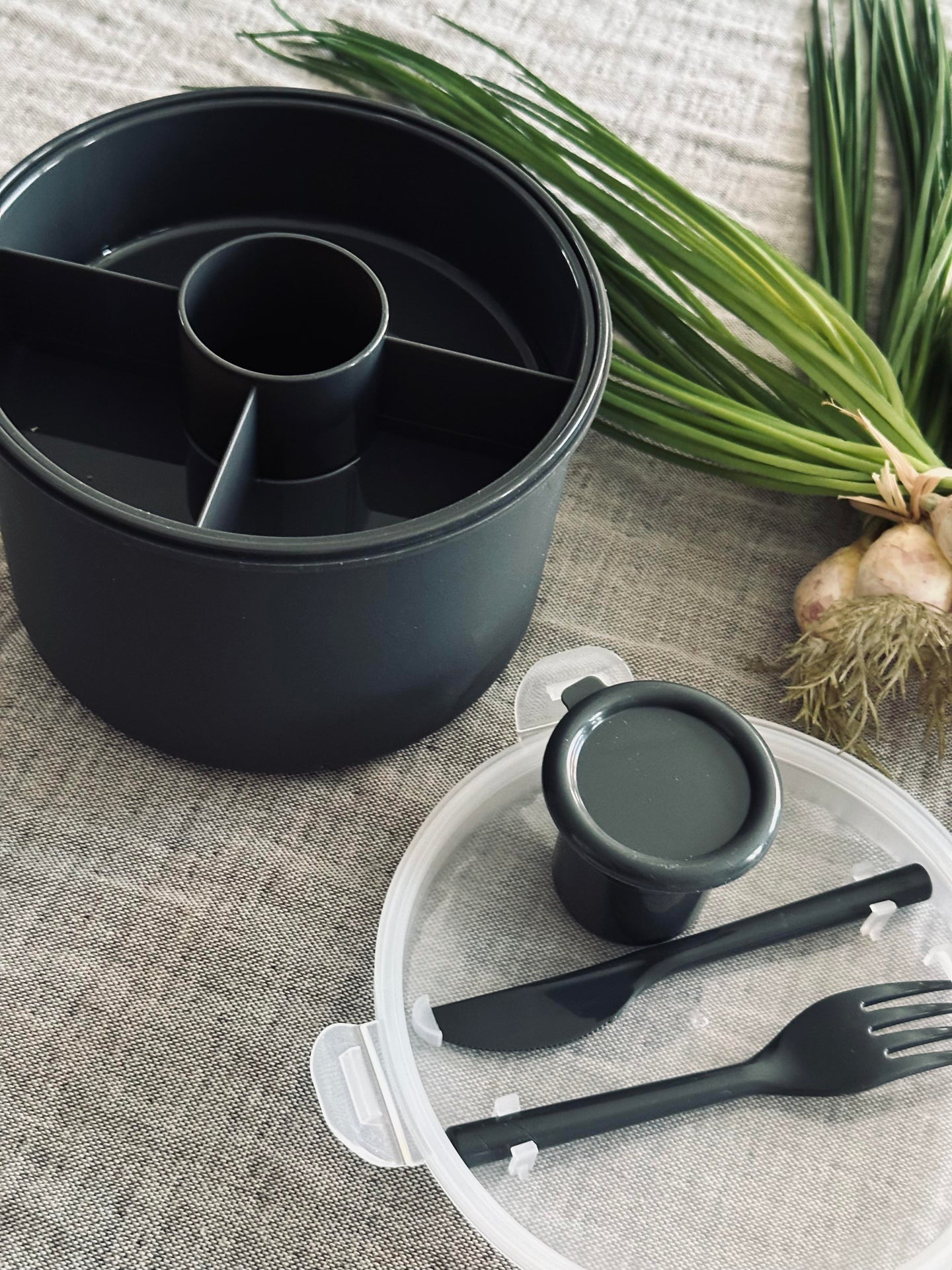 Lunchbox mit Dressingbecher - Schwarz