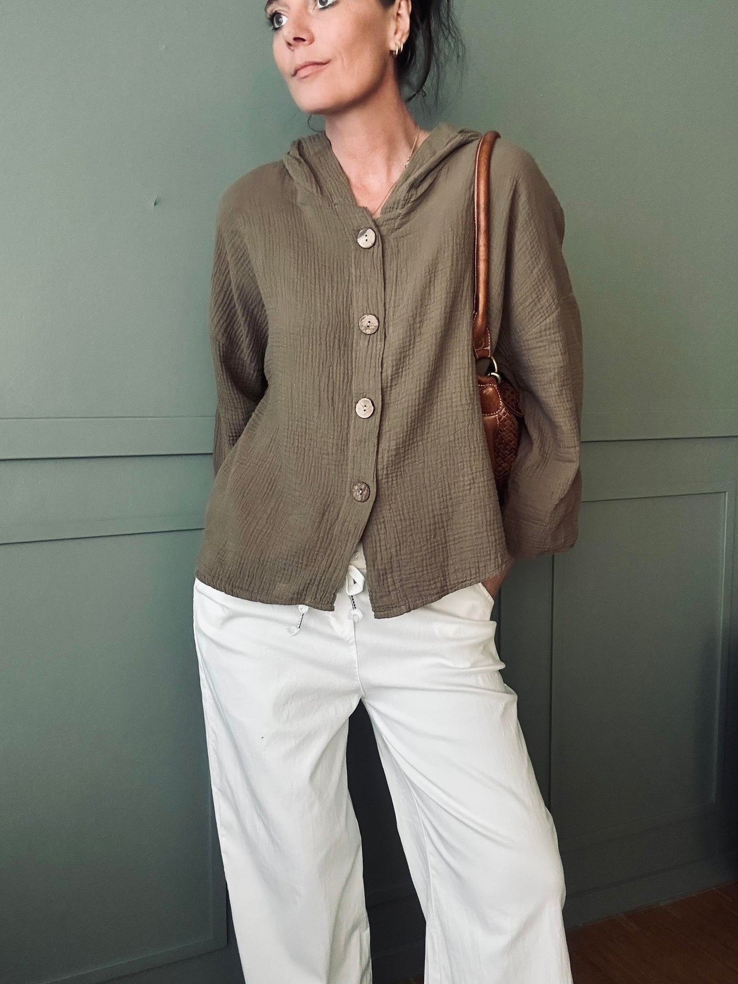 Hose mit Stretch Weiß – Plus-Onesize 40-48