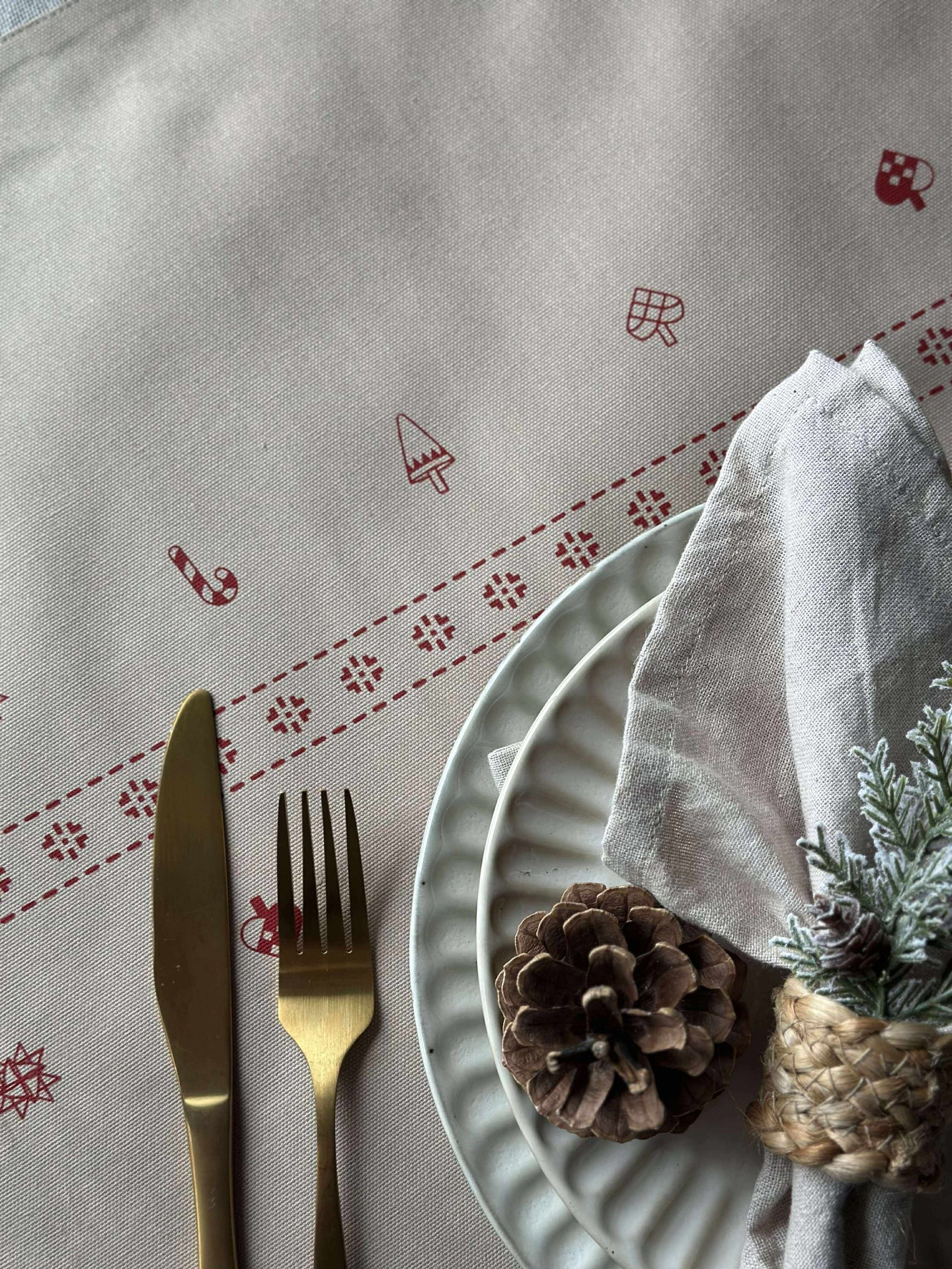 Tischläufer Weihnachten - 40x140 cm - Beige