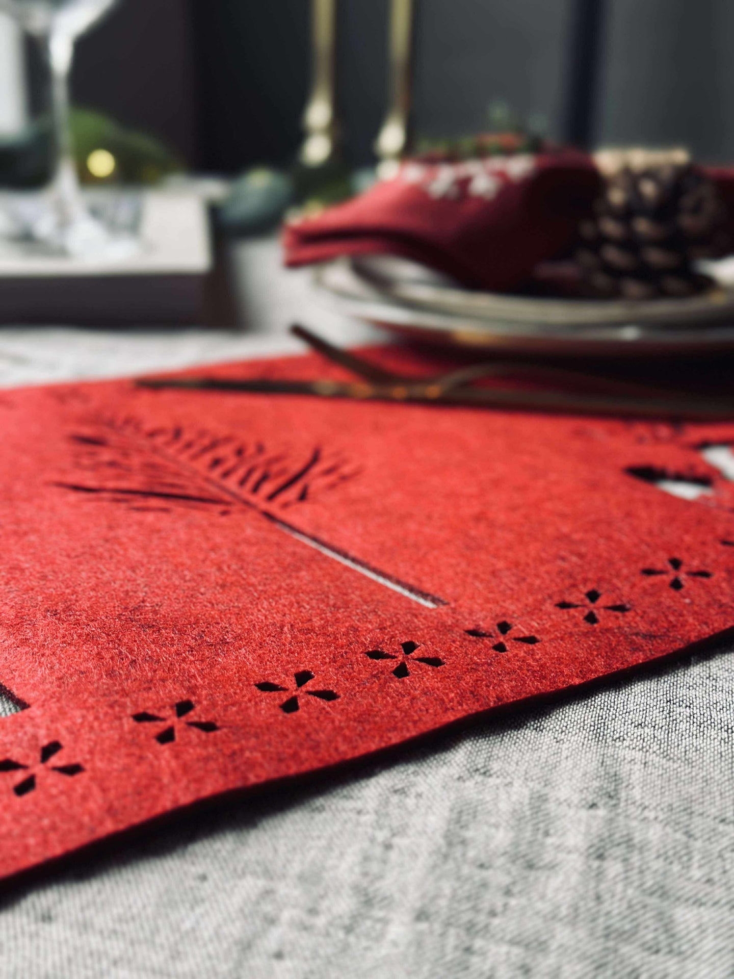 Tischläufer Weihnachten - 30x120 cm - Roter Filz