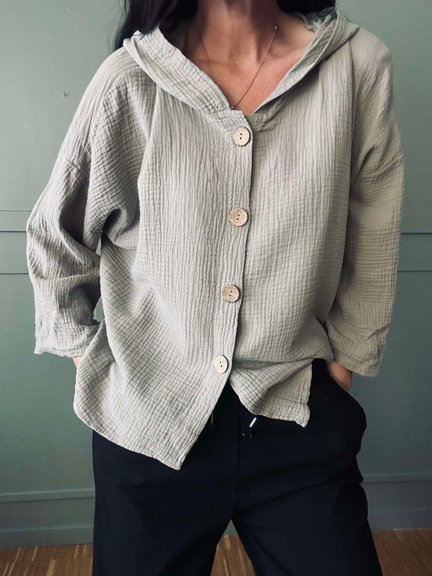 Cardigan aus leicht gewaffelter Baumwolle - Beige