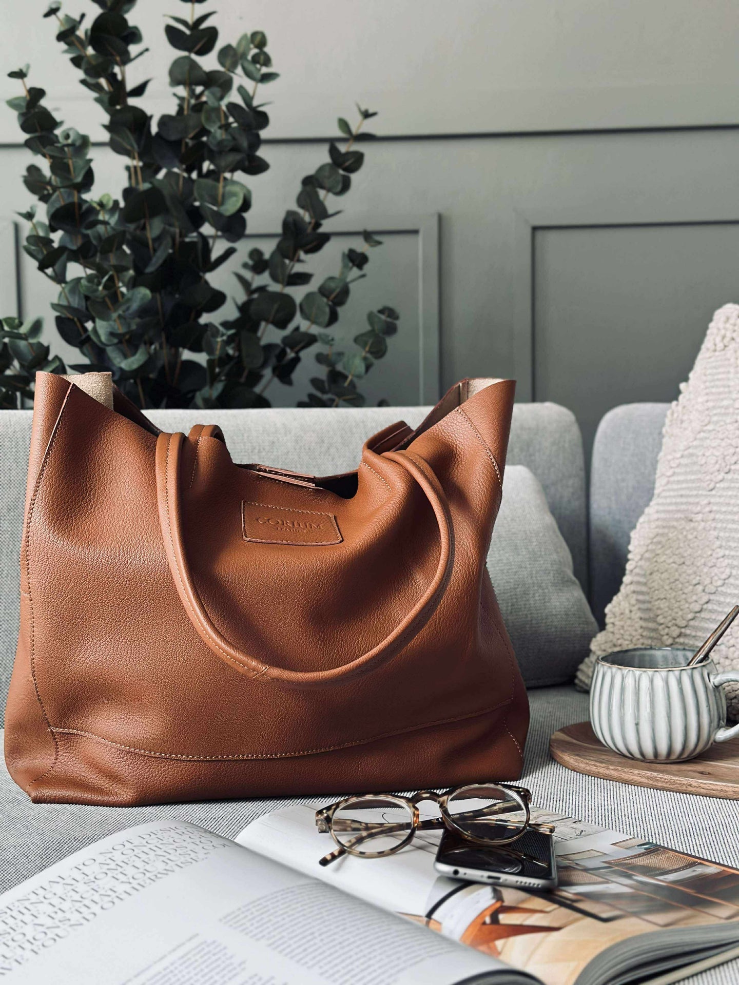 Shopper Daily aus weichem Leder - Cognac