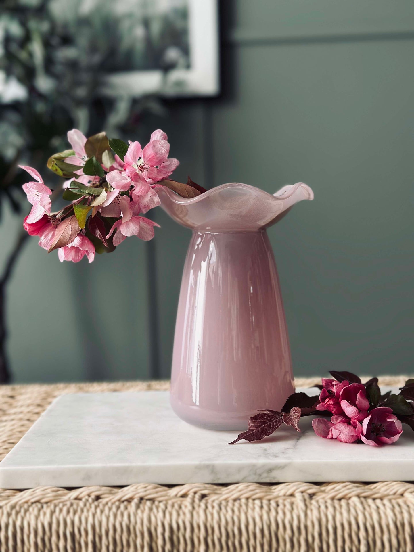 Hyazinthenvase mit Blumenrand - Rosa