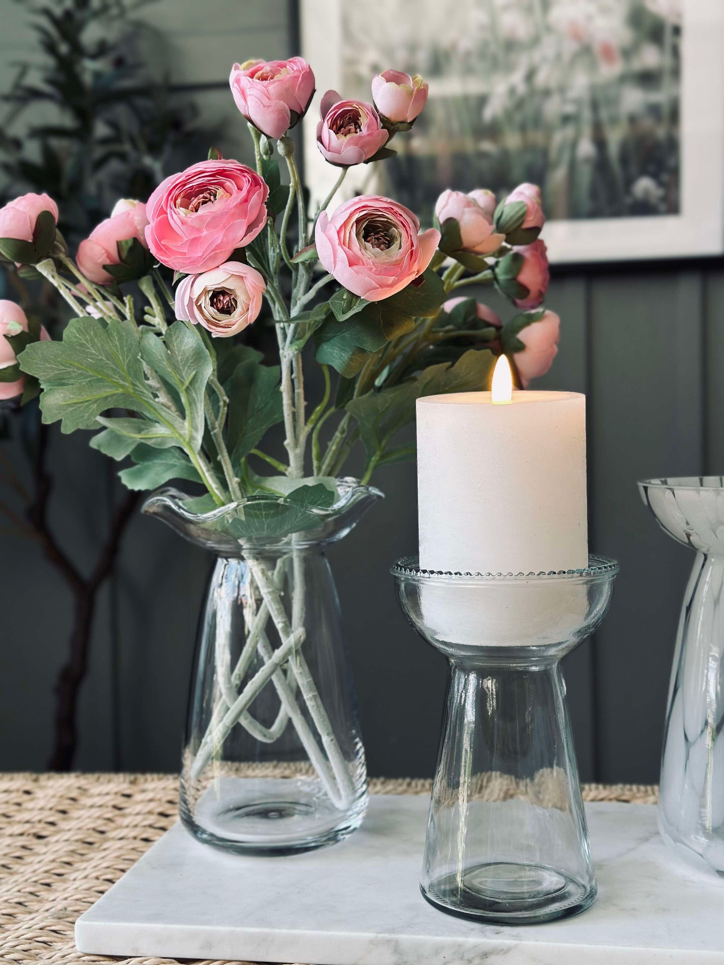 Hyazinthvase mit Blumenrand - Klar