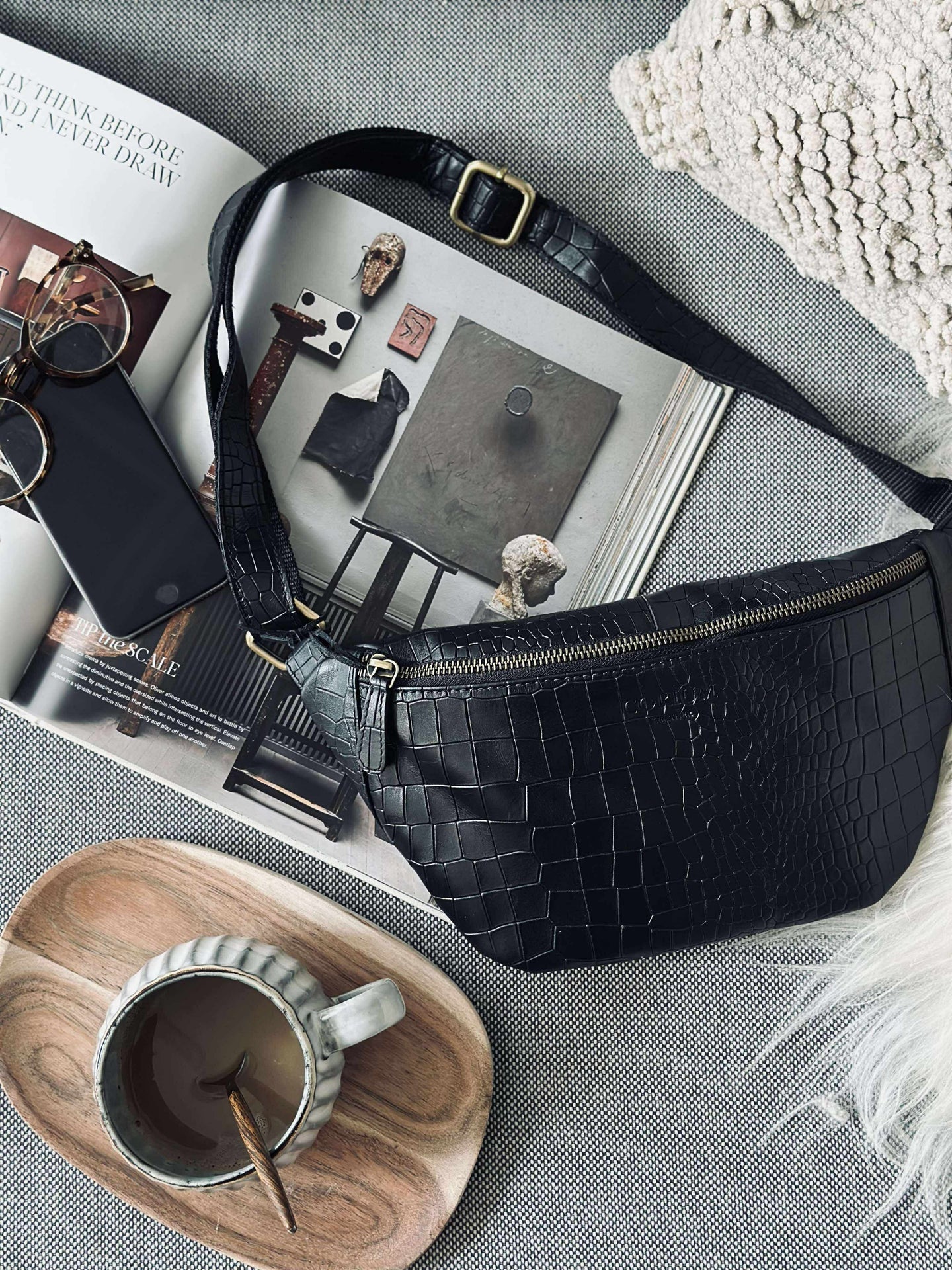Bumbag Black croco