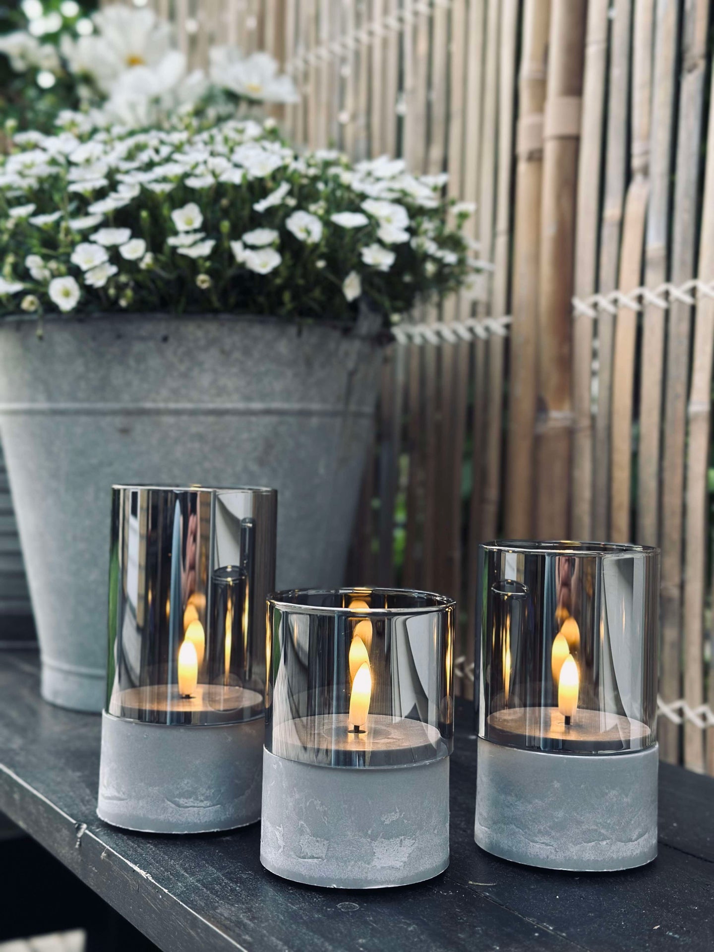 LED GREY Zylinder Set mit 3 Stk - Zugelassen für Innen und Außen