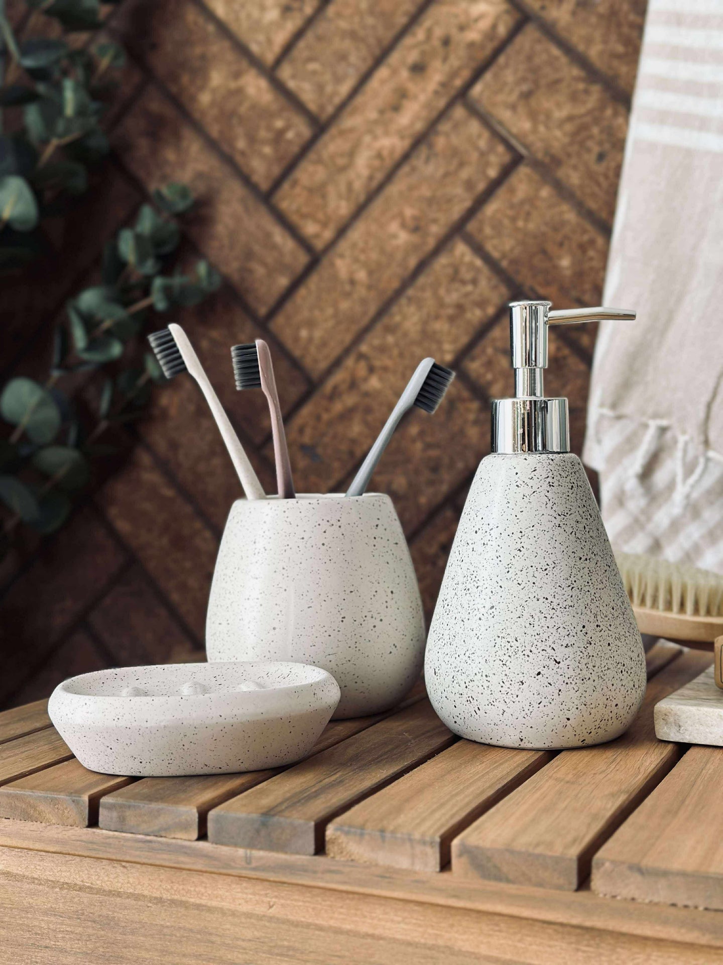 Badezimmerset mit 3 Teilen - Nature