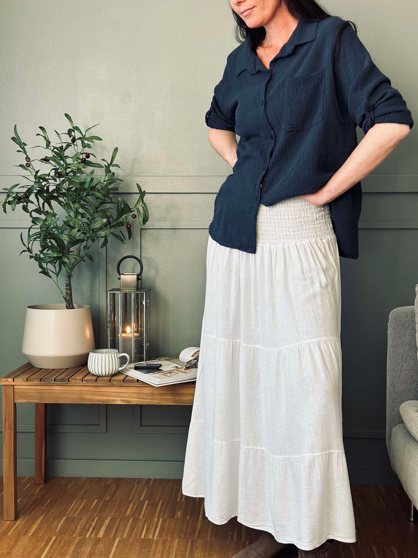 Hemd Lisa - Gewaffelte Baumwolle – Navy