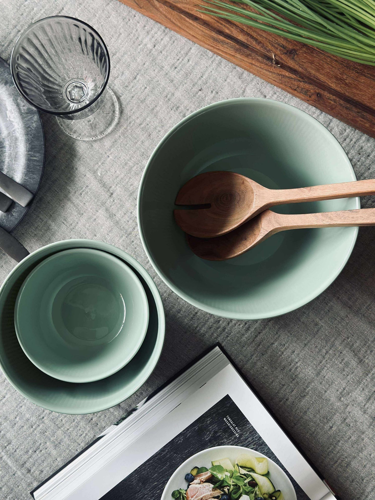 Schalen mit Deckel - Set mit 3 Stk. Dusty green