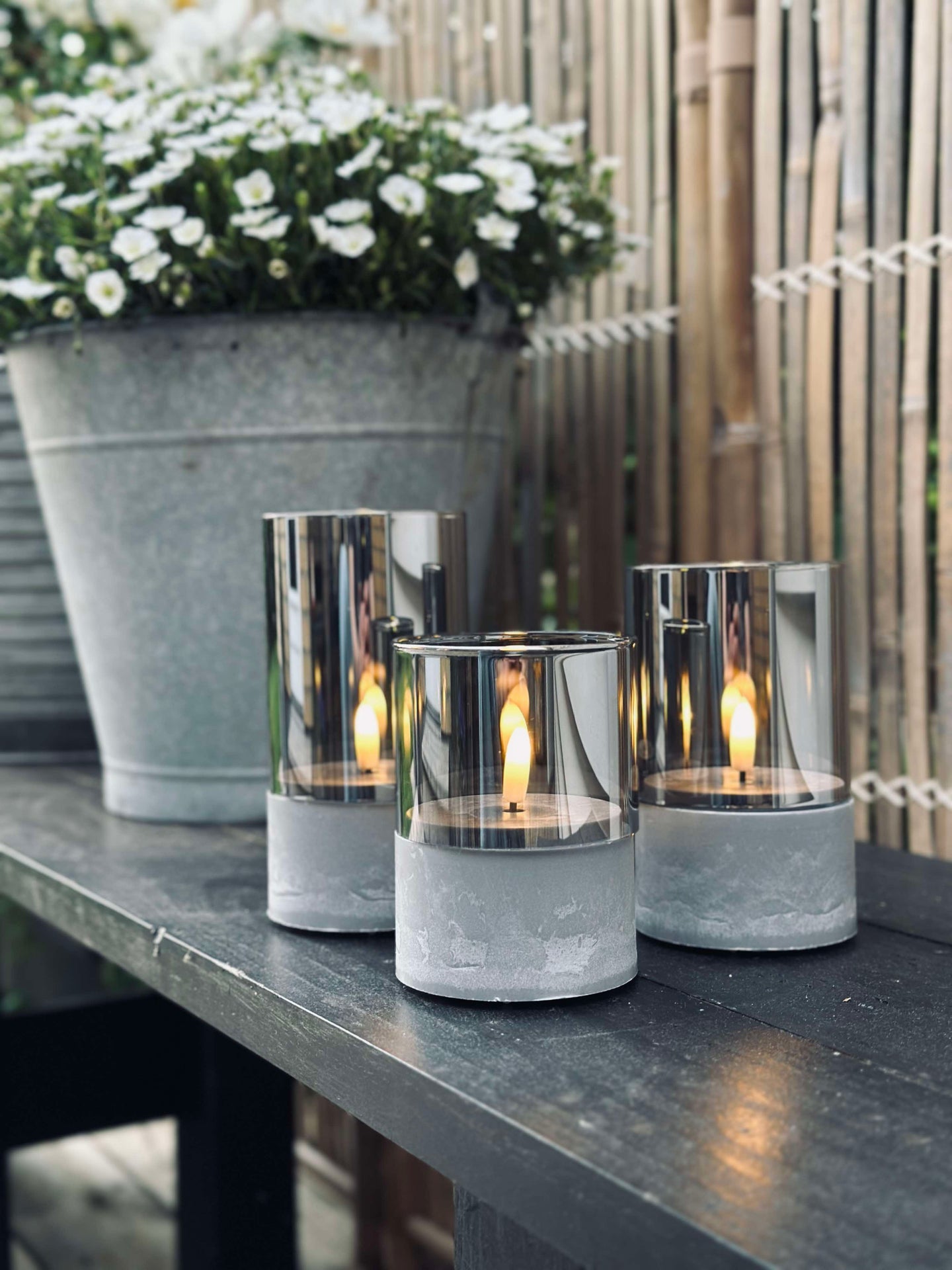 LED GREY Zylinder Set mit 3 Stk - Zugelassen für Innen und Außen