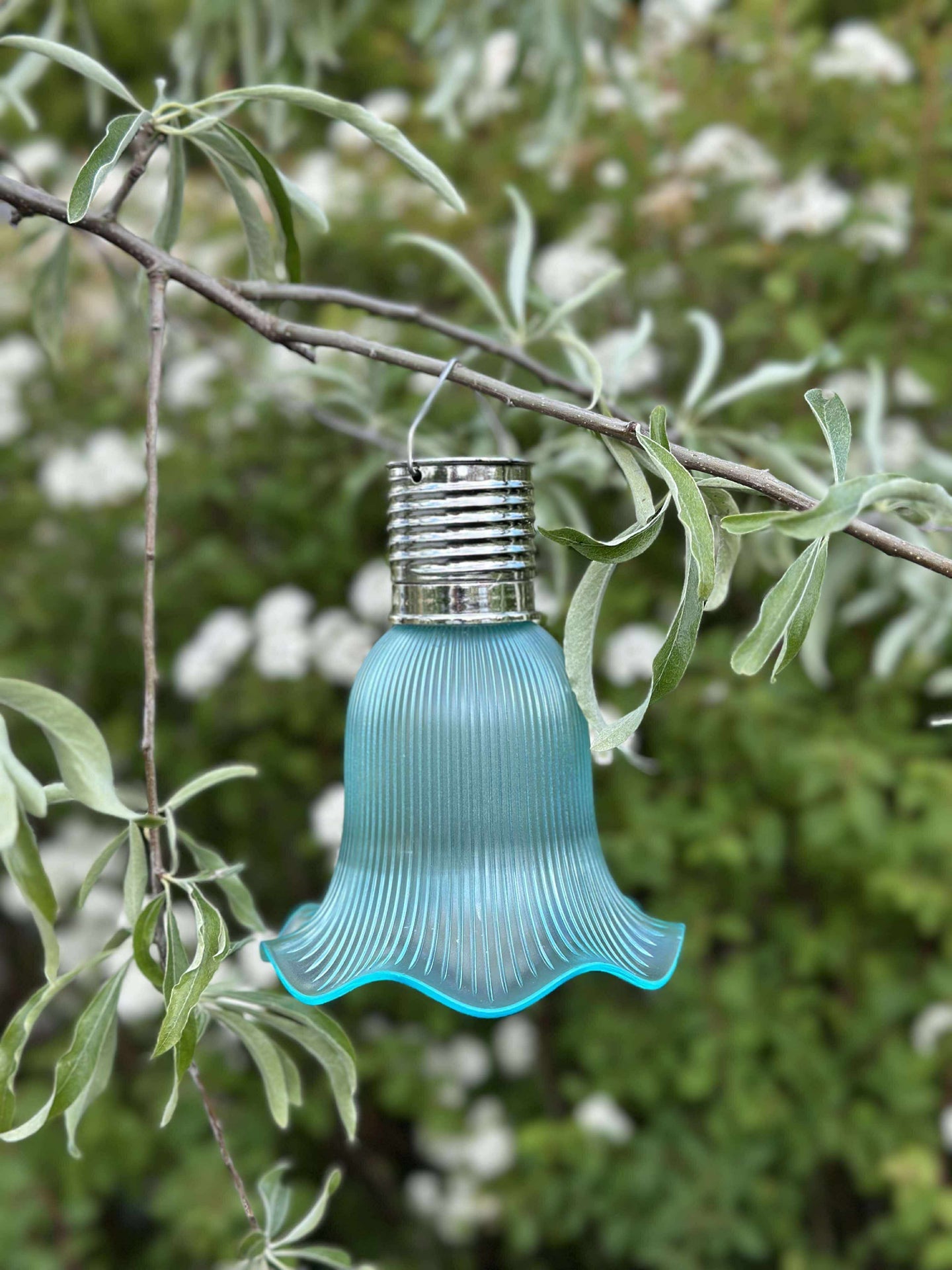Pendel Flower mit Solarzellen - Aqua