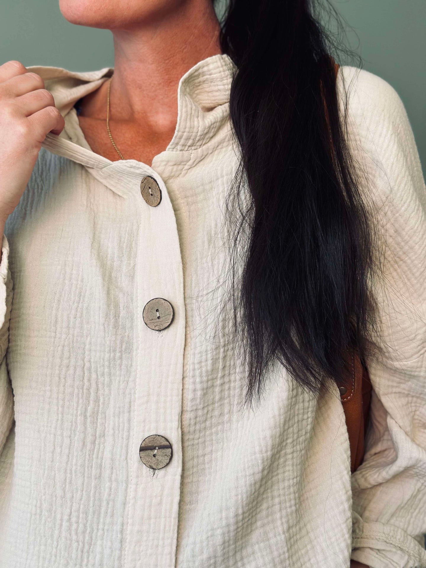 Cardigan aus leichtem Waffel-Baumwollstoff - Taupe