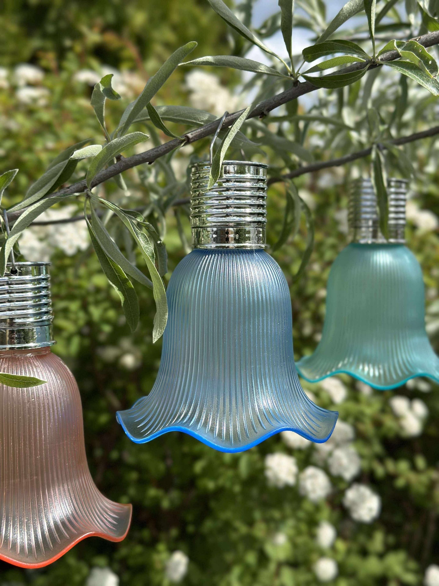 Pendel Flower mit Solarzellen - Aqua