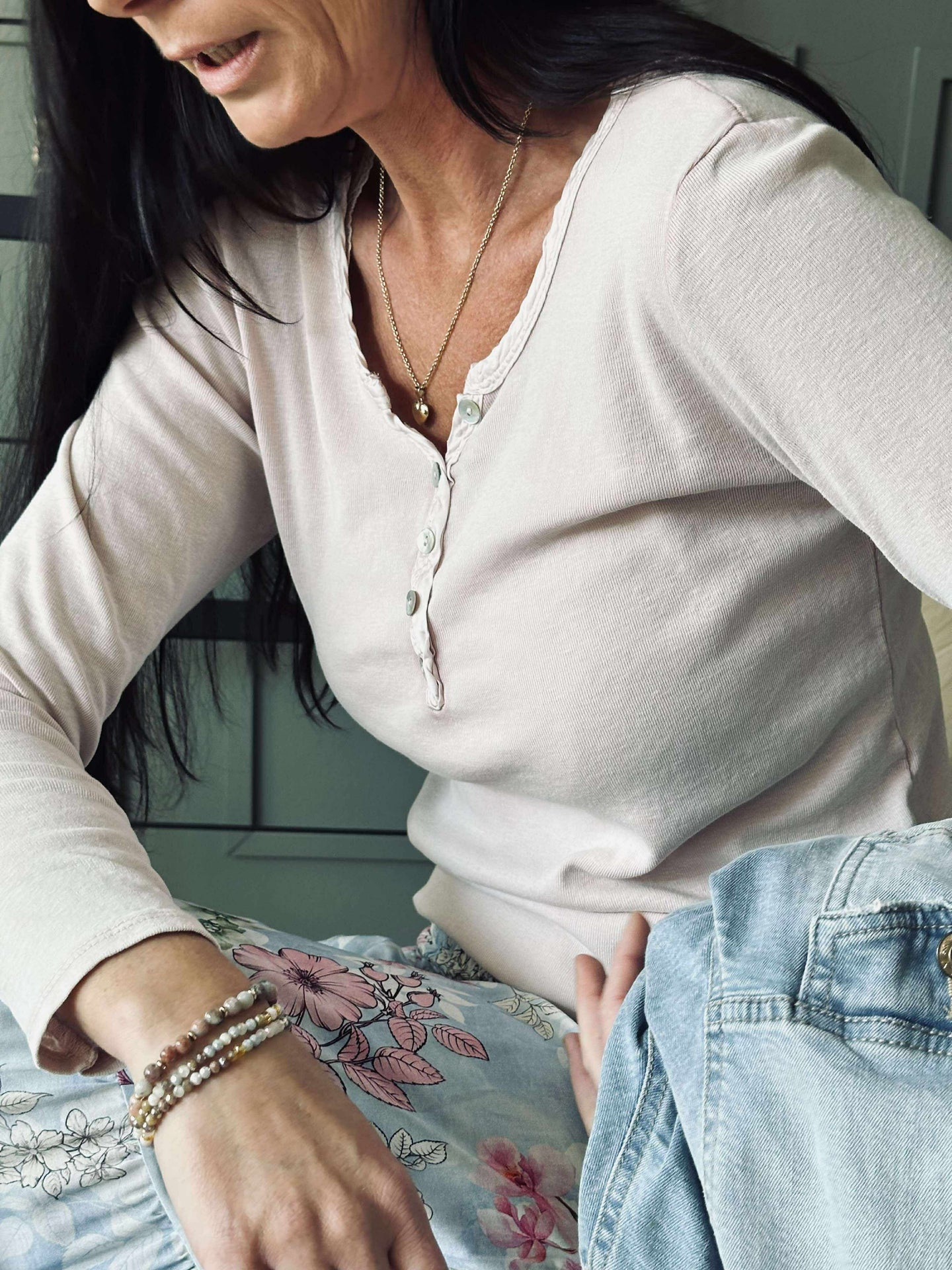 Basic-Bluse mit Knöpfen – Rosa