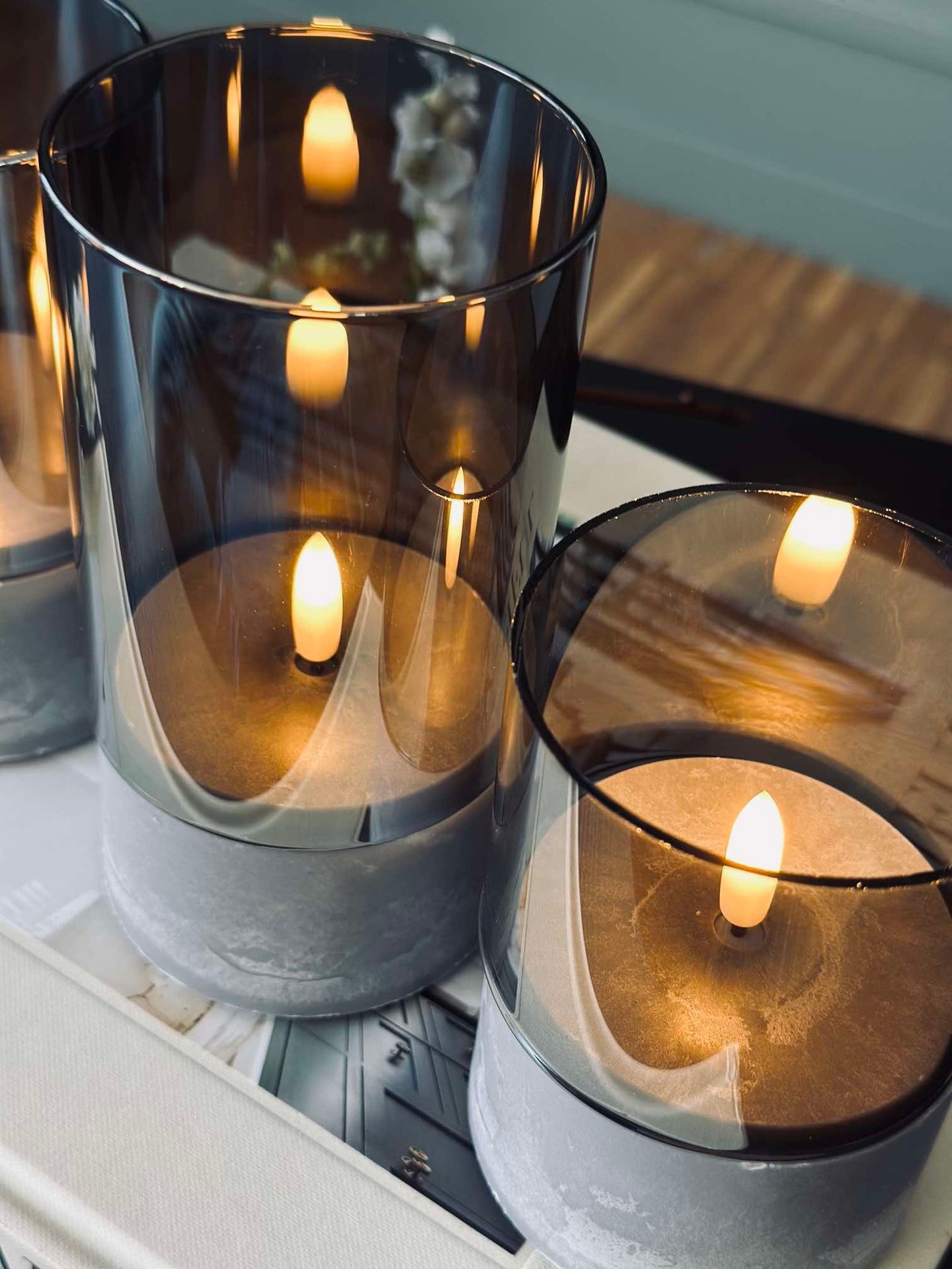 LED GREY Zylinder Set mit 3 Stk - Zugelassen für Innen und Außen