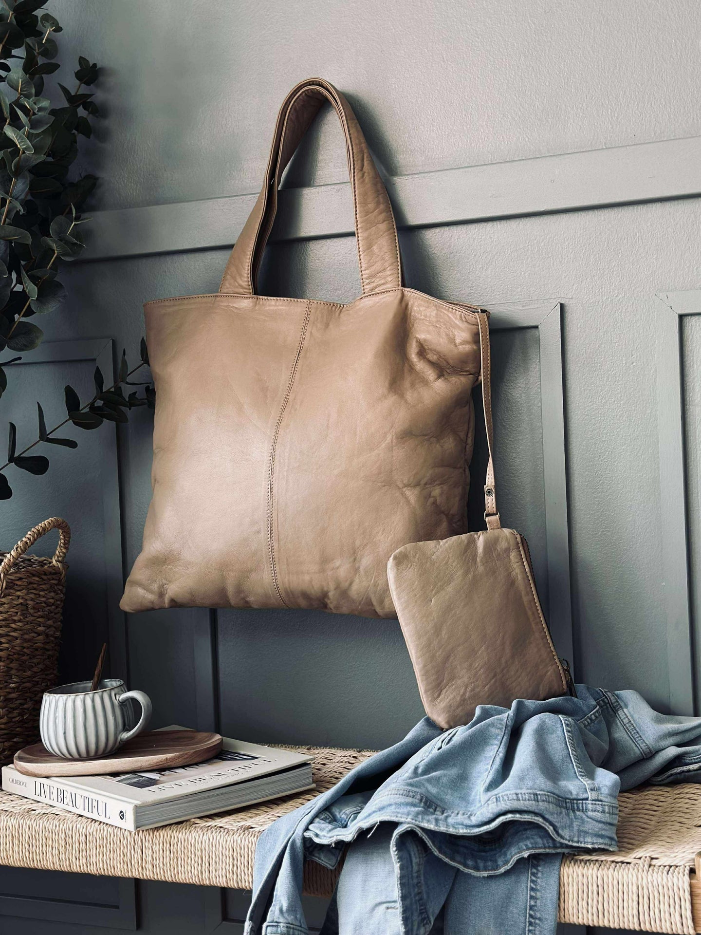 Shopper ink clutch MILLE – Latte