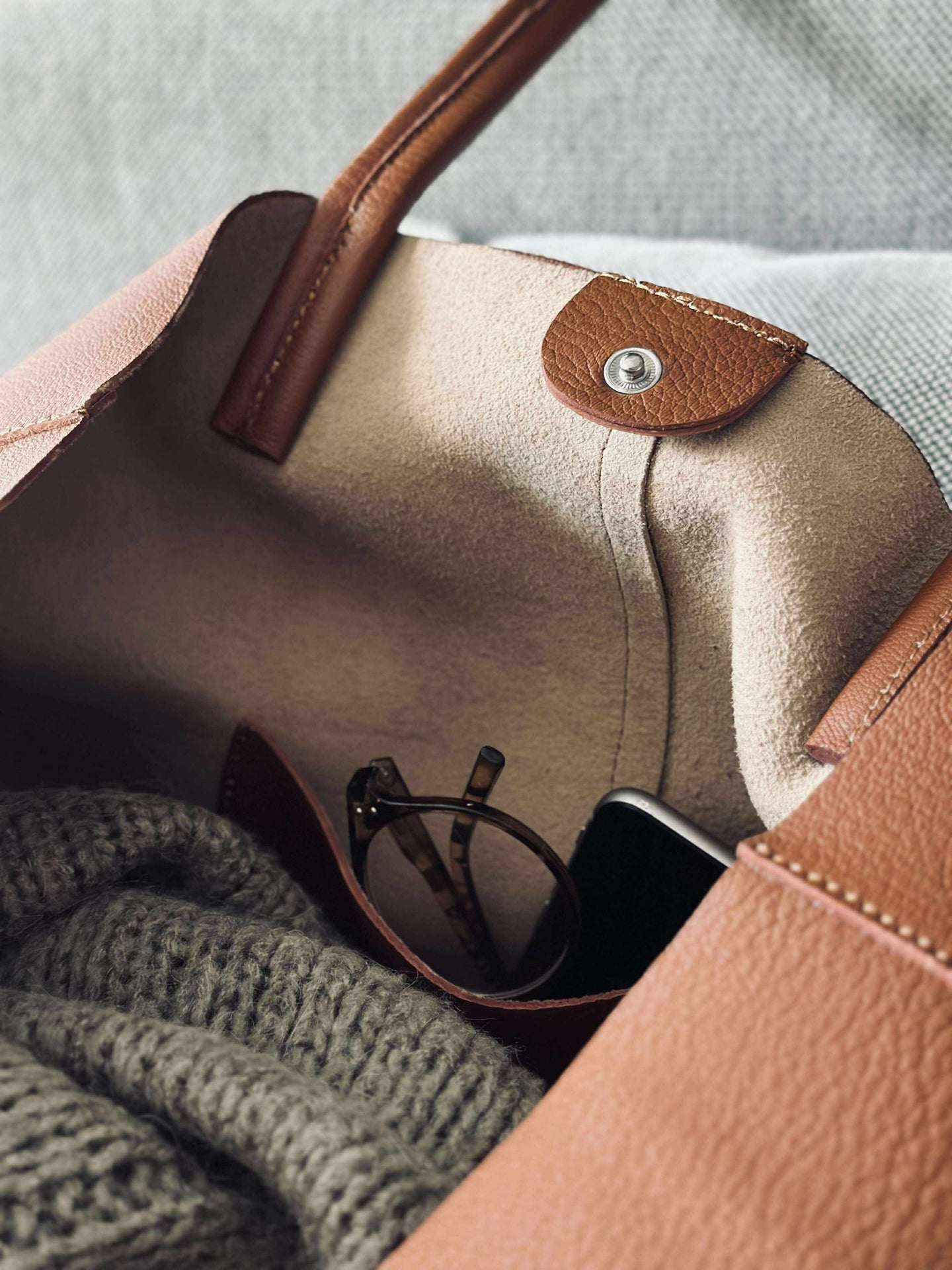 Shopper Daily aus weichem Leder - Cognac