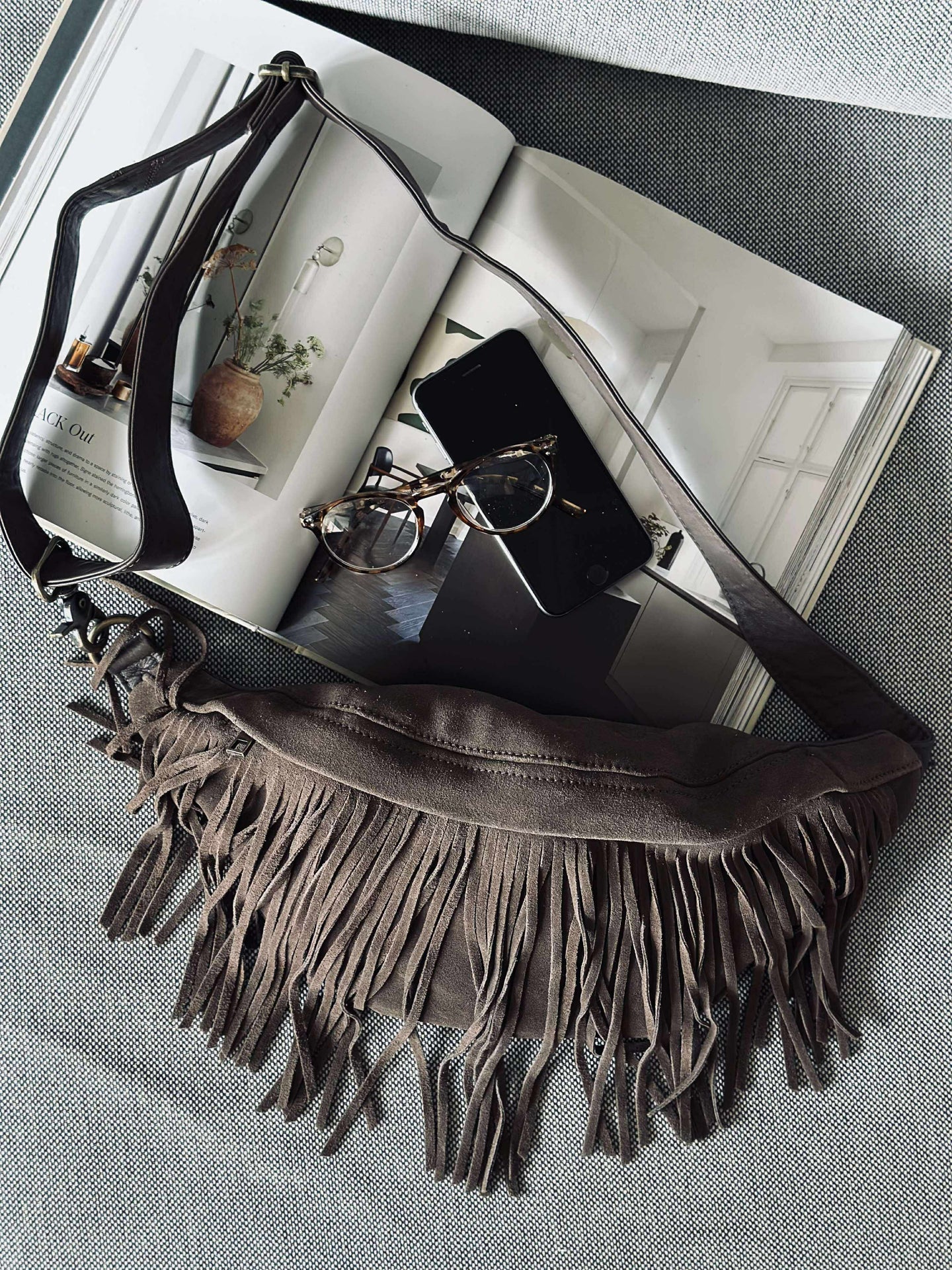 Bauchtasche mit Fransen - Deer Brown