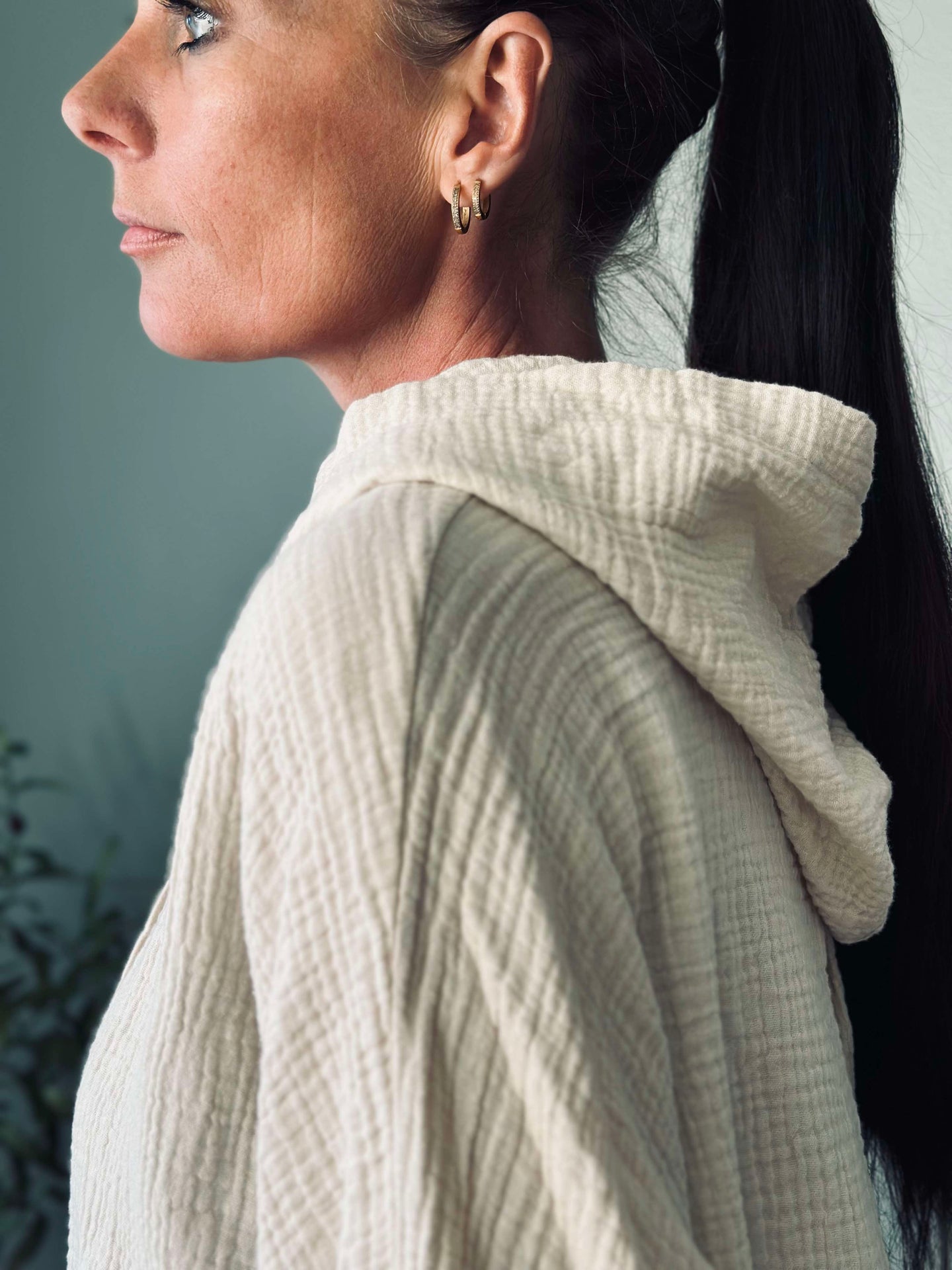 Cardigan aus leichtem Waffel-Baumwollstoff - Taupe