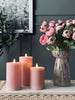 LED-Blockkerzen / Rosa – 3 Stk. Blockkerzen