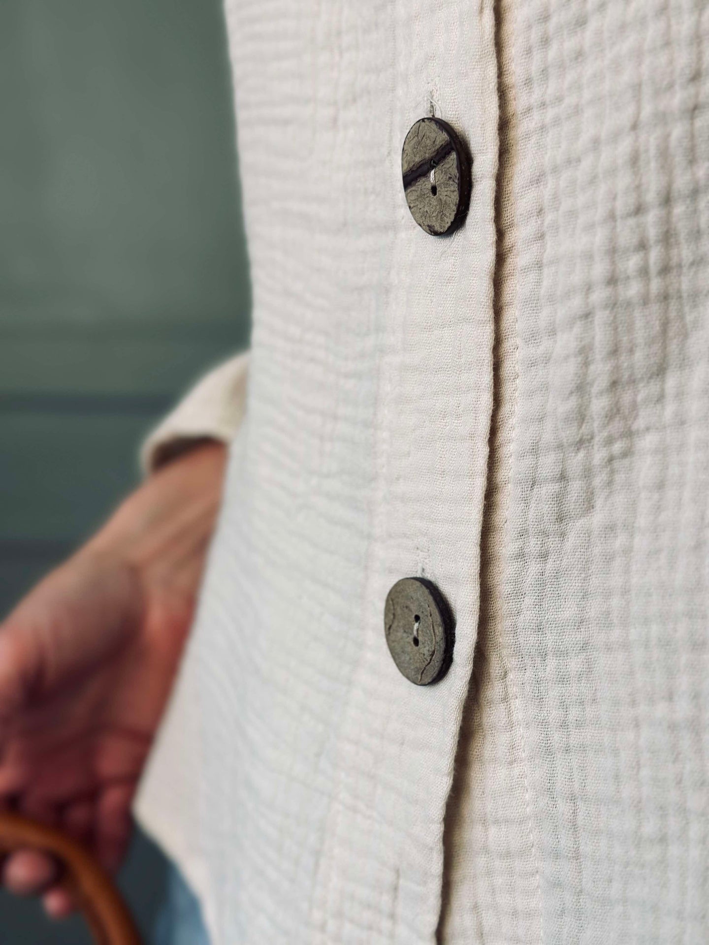 Cardigan aus leichtem Waffel-Baumwollstoff - Taupe