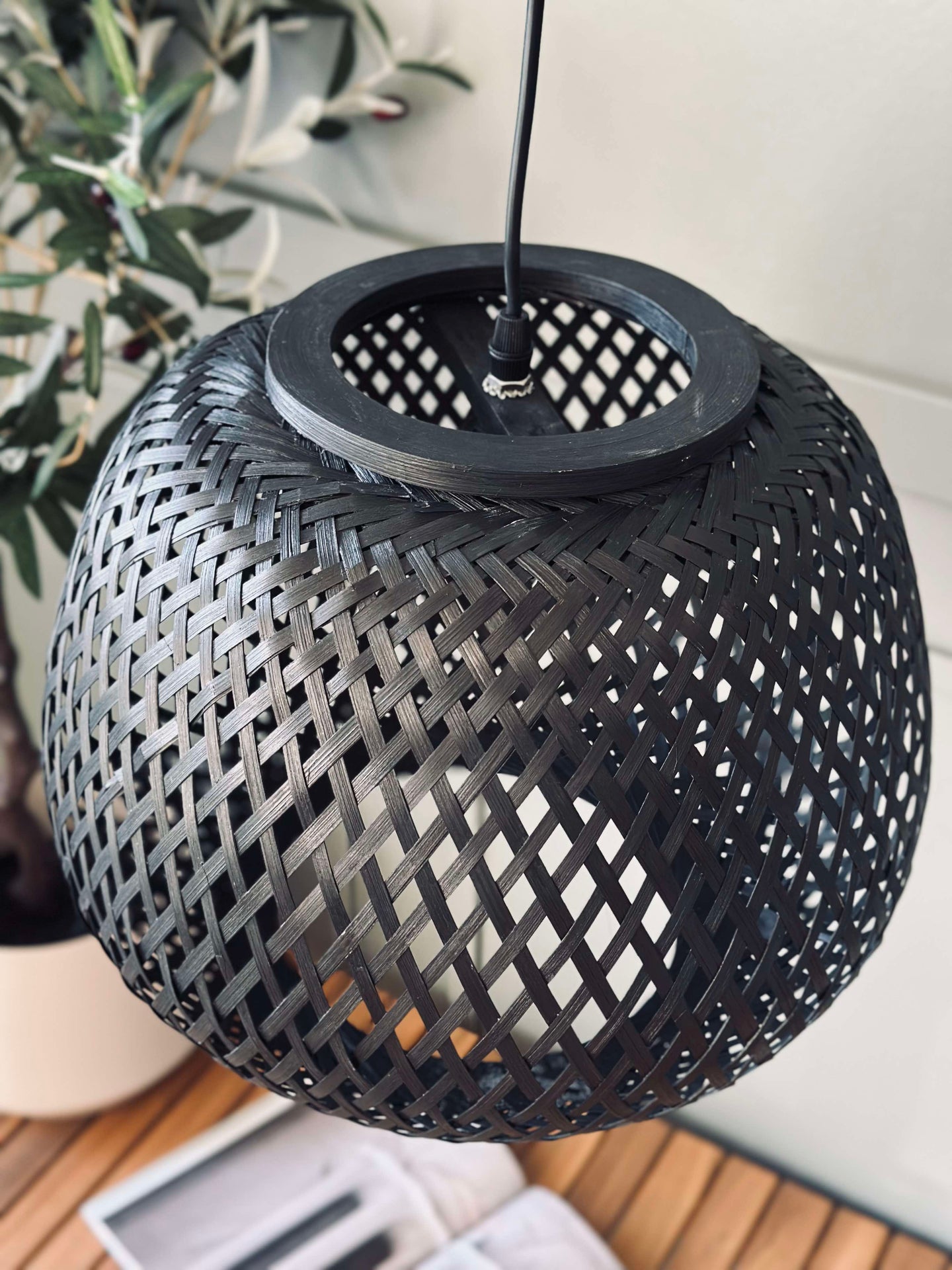 Bambuslampe - Schwarz Ø33