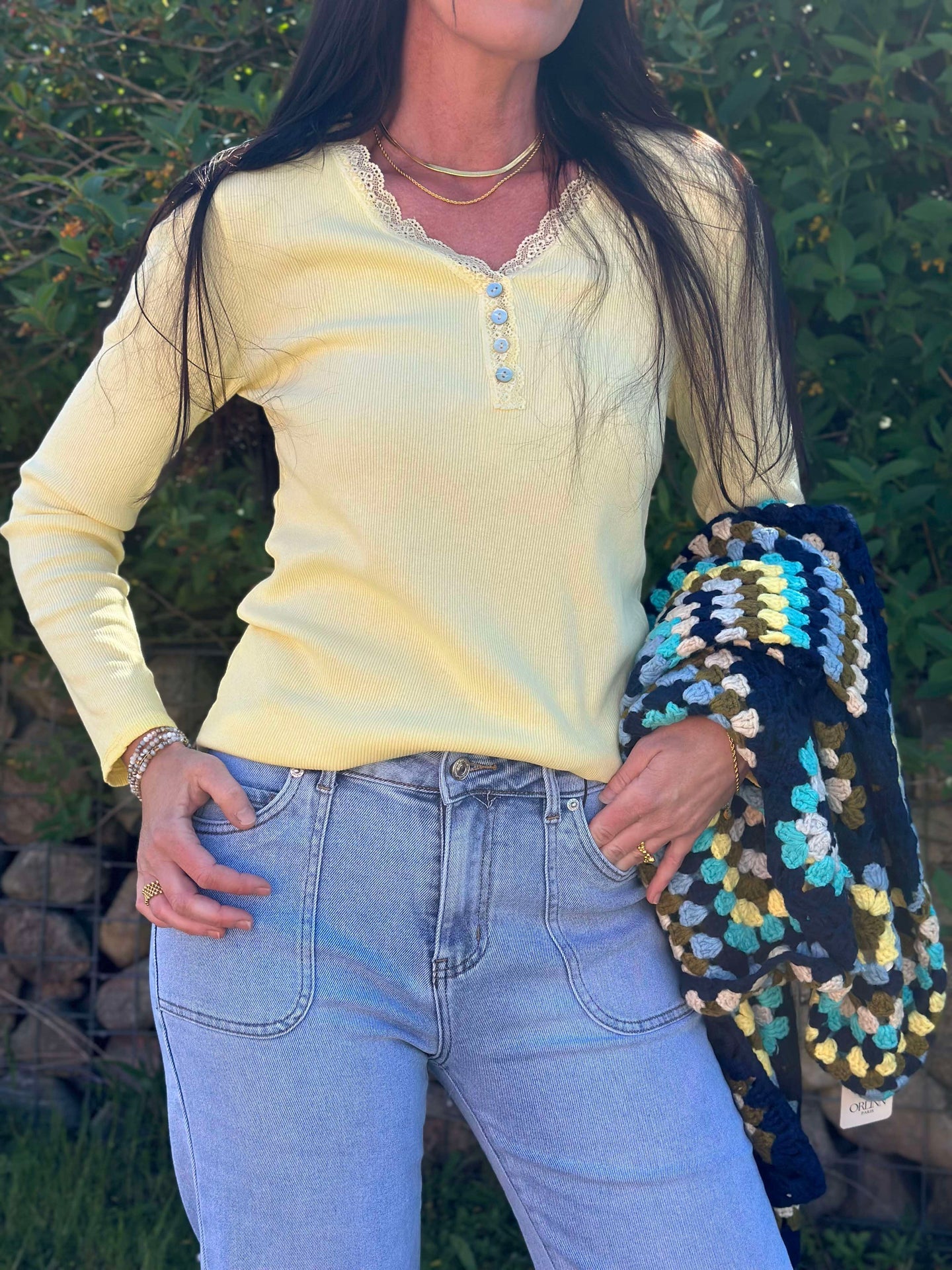 Bluse Masha mit Knöpfen - Summer yellow