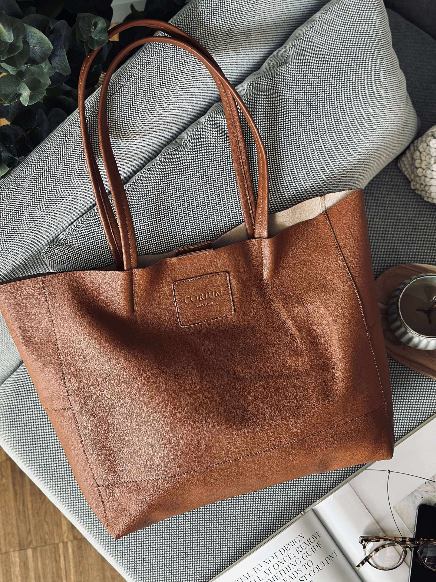 Shopper Daily aus weichem Leder - Cognac