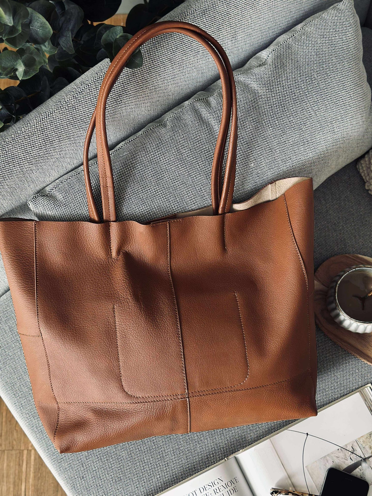 Shopper Daily aus weichem Leder - Cognac