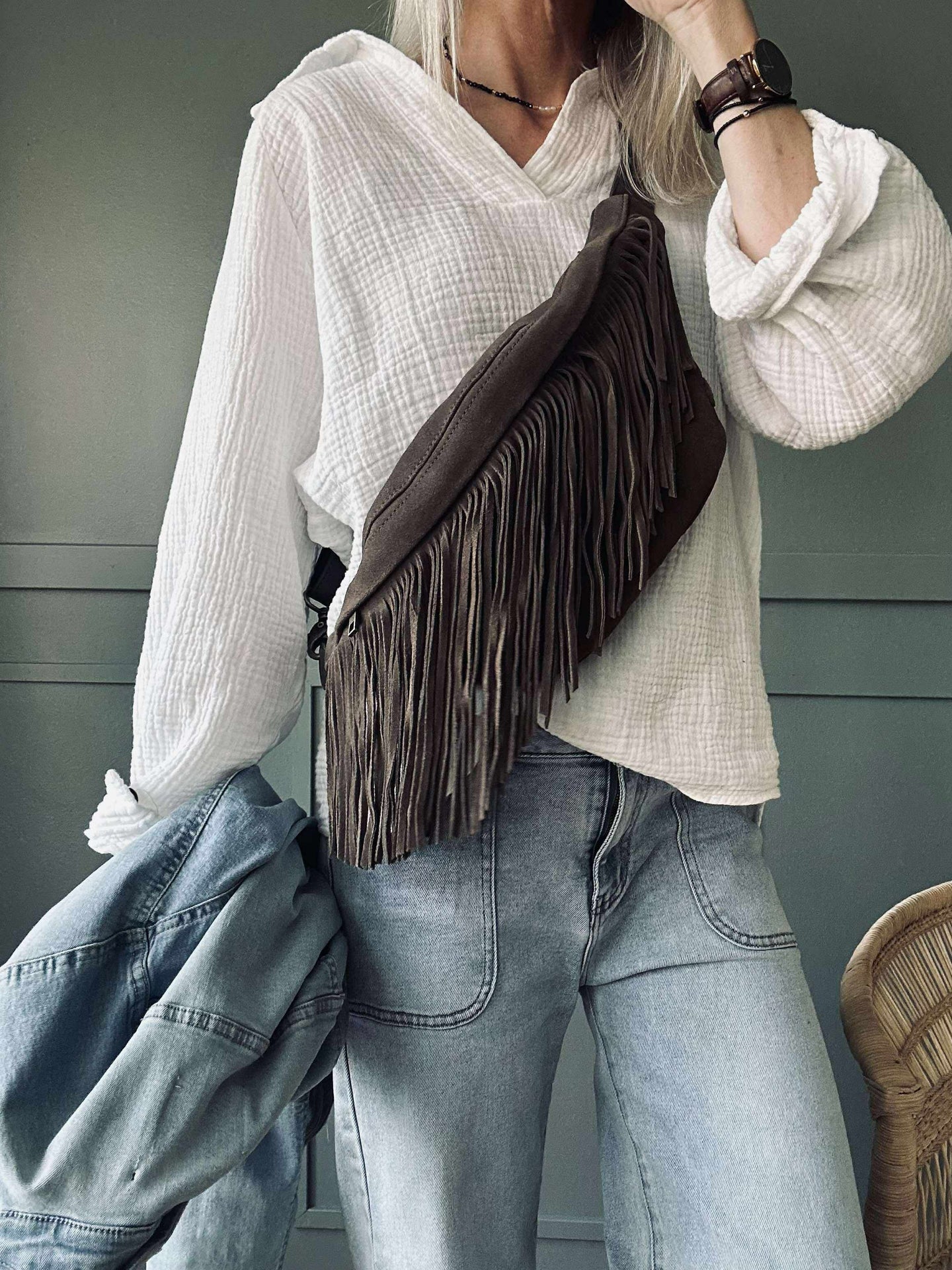 Bauchtasche mit Fransen - Deer Brown