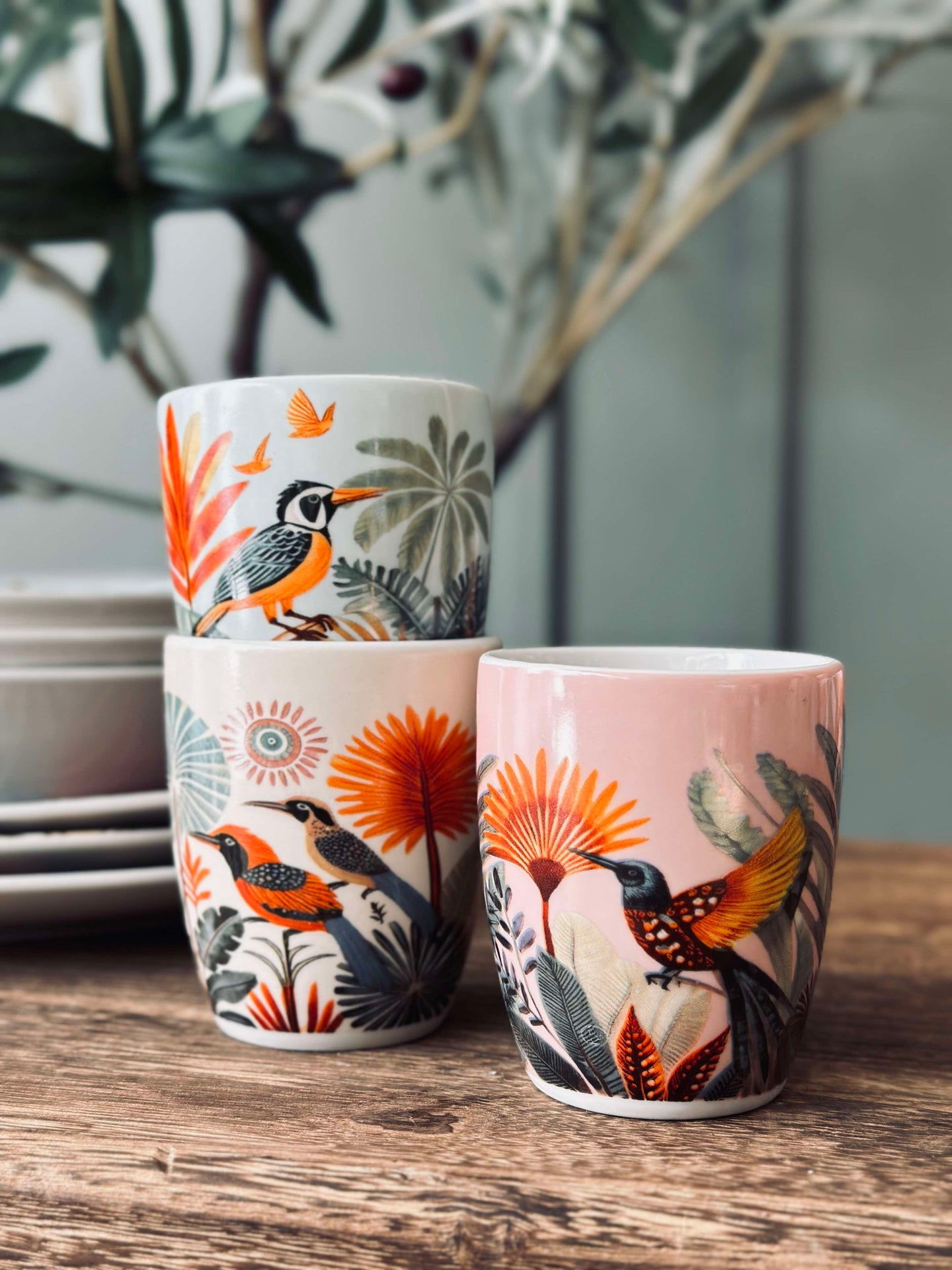 Becher ohne Henkel - Boho-Mix
