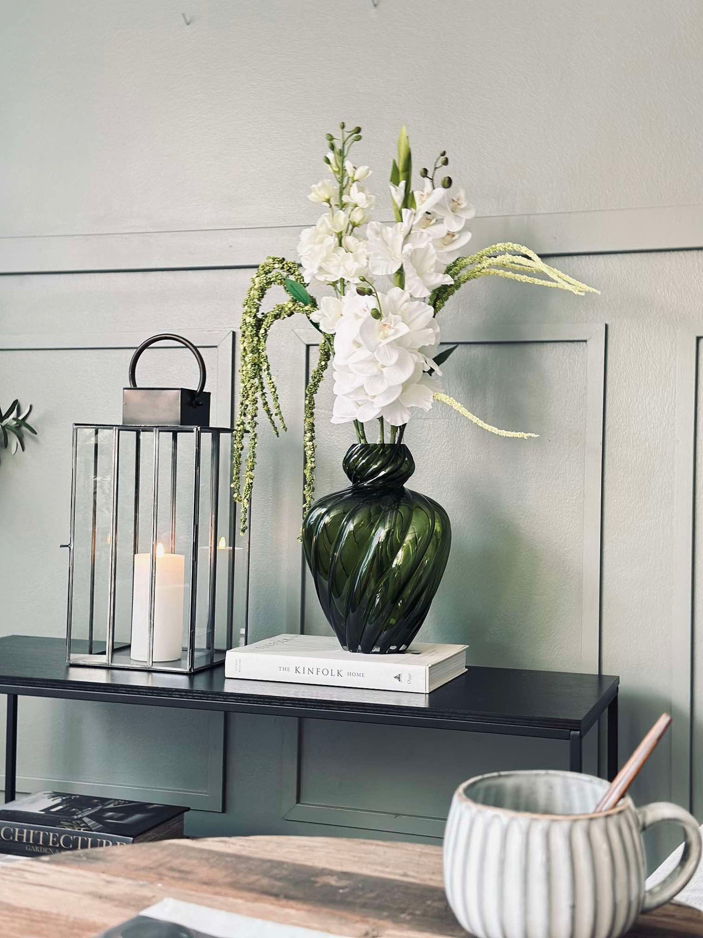 Vase ART grün mundgeblasen