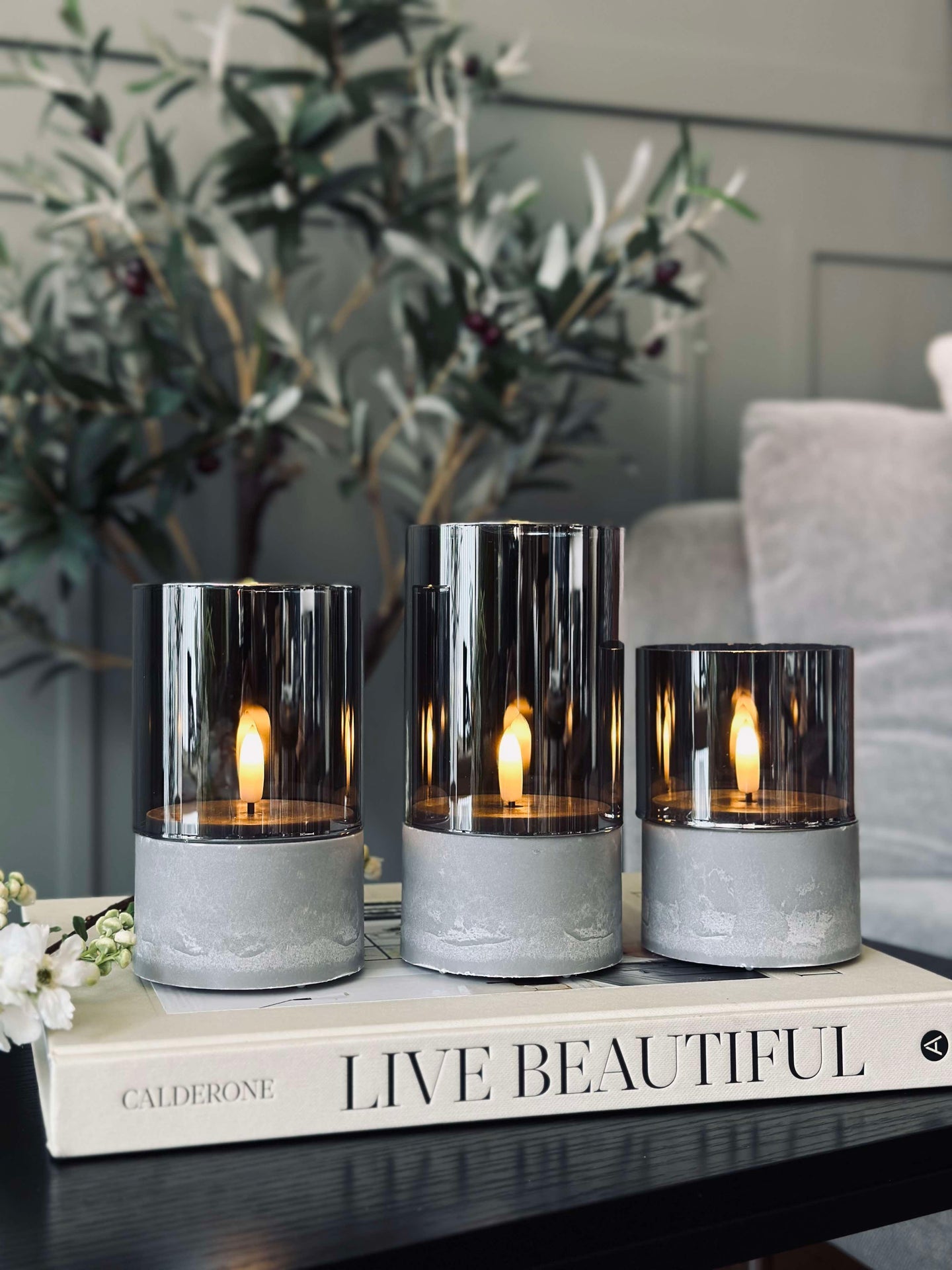 LED GREY Zylinder Set mit 3 Stk - Zugelassen für Innen und Außen