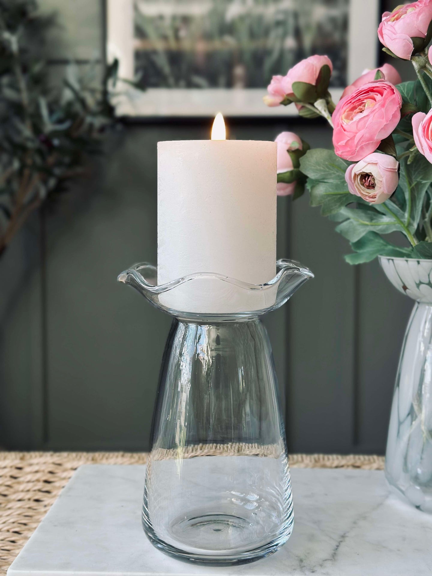 Hyazinthvase mit Blumenrand - Klar