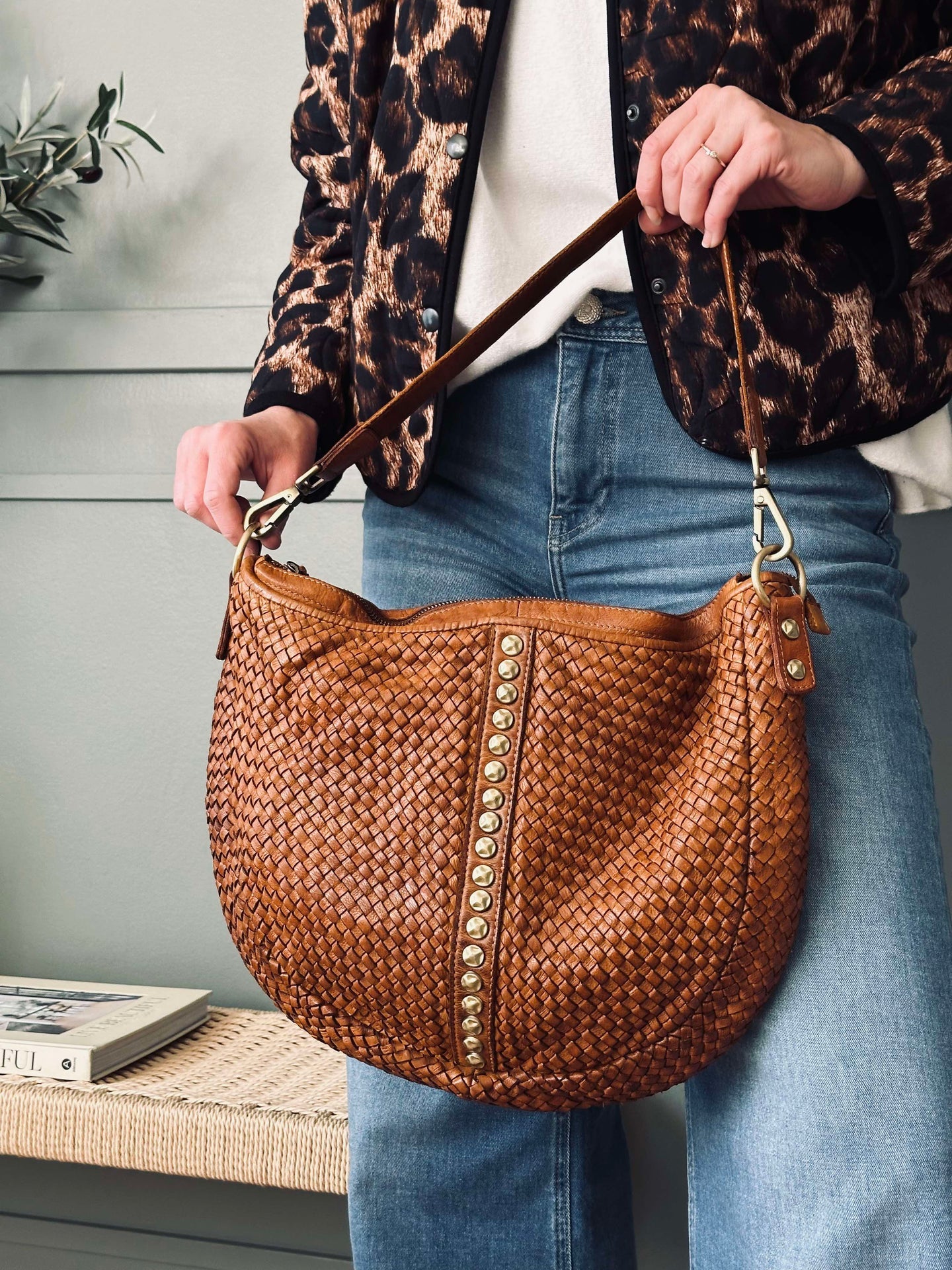 Crossover JOMA Geflecht und Nieten - Cognac
