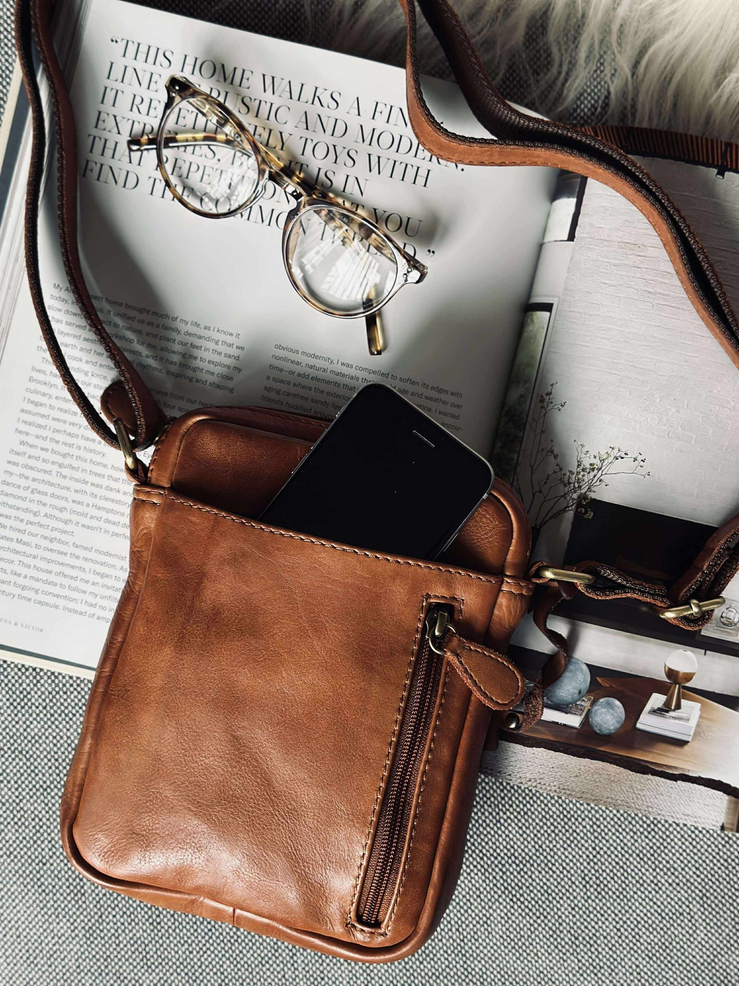 Crossover Handytasche - Cognac