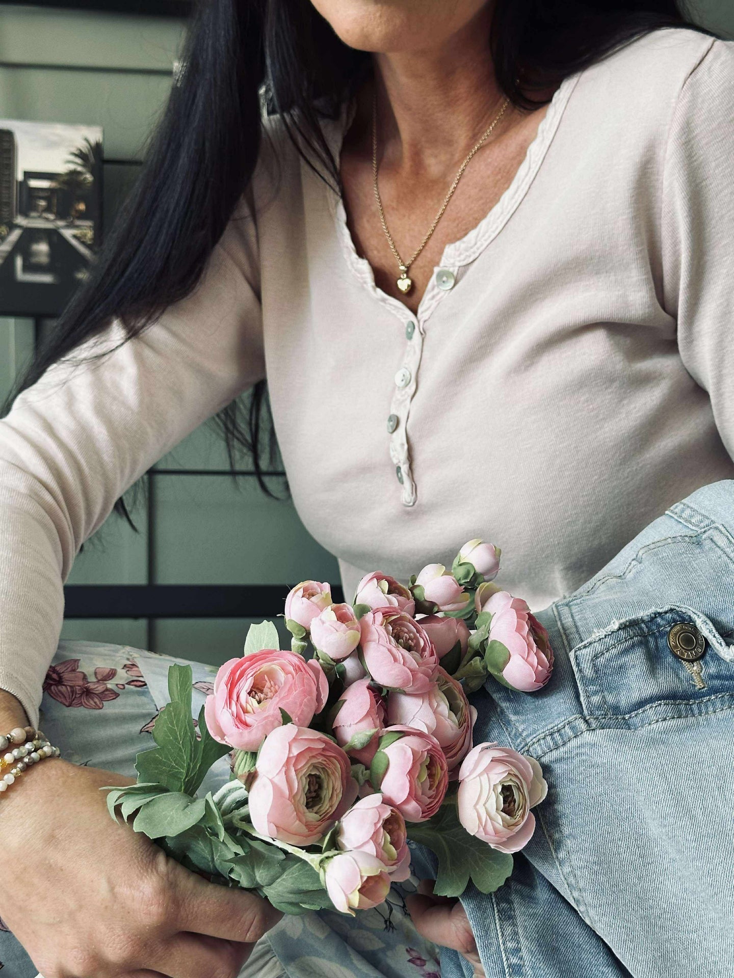 Basic-Bluse mit Knöpfen – Rosa