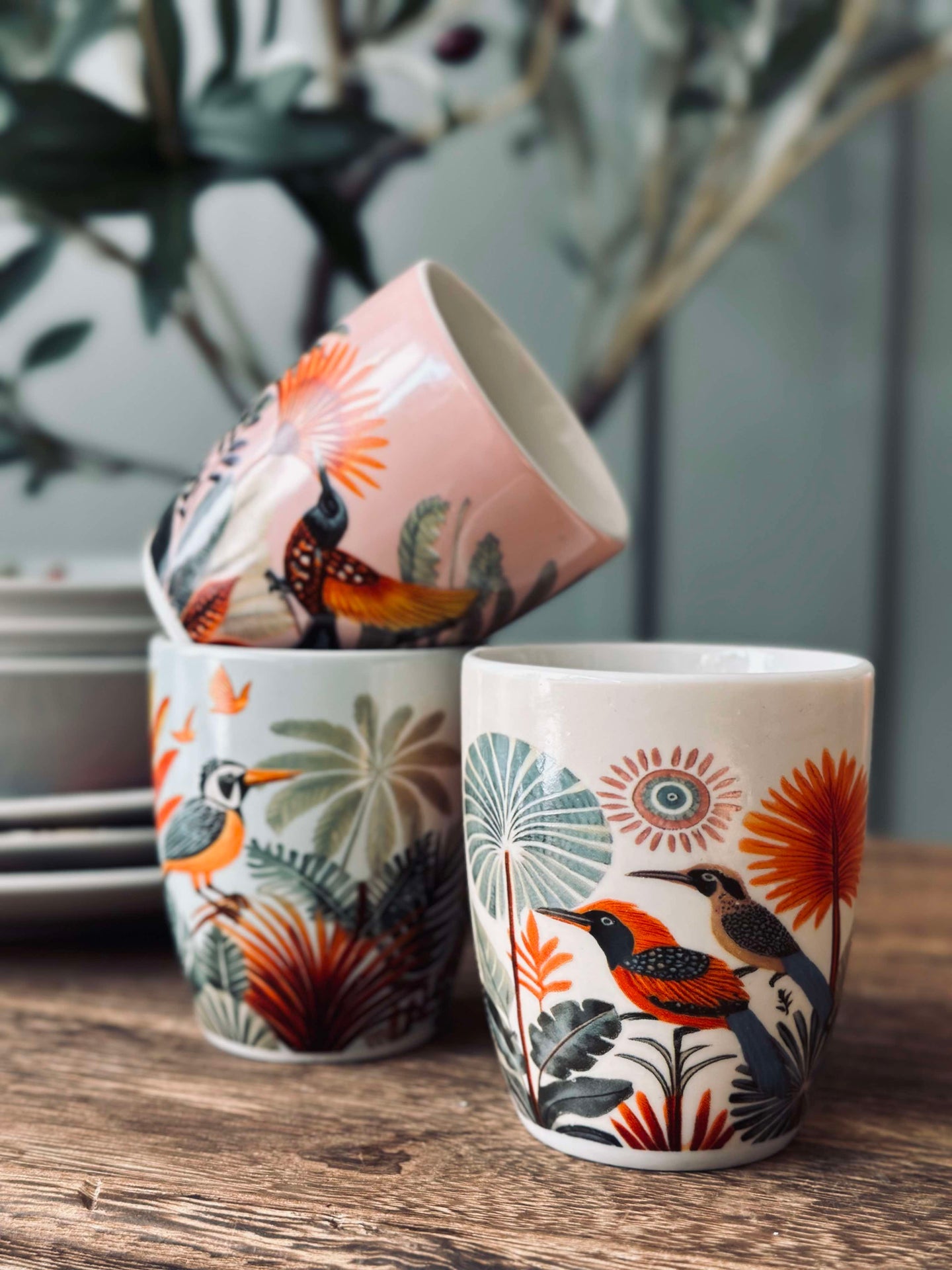 Becher ohne Henkel - Boho-Mix