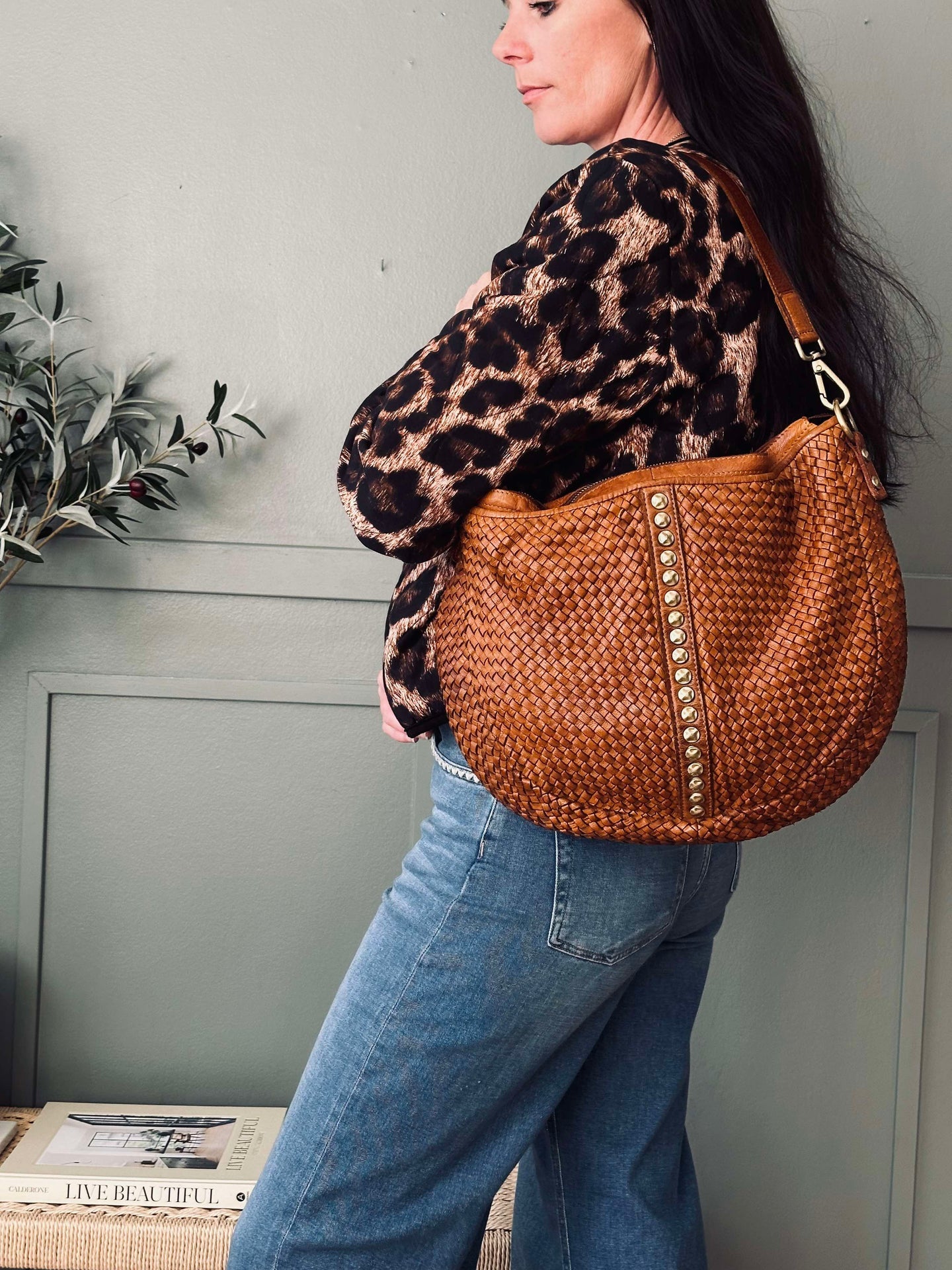 Crossover JOMA Geflecht und Nieten - Cognac