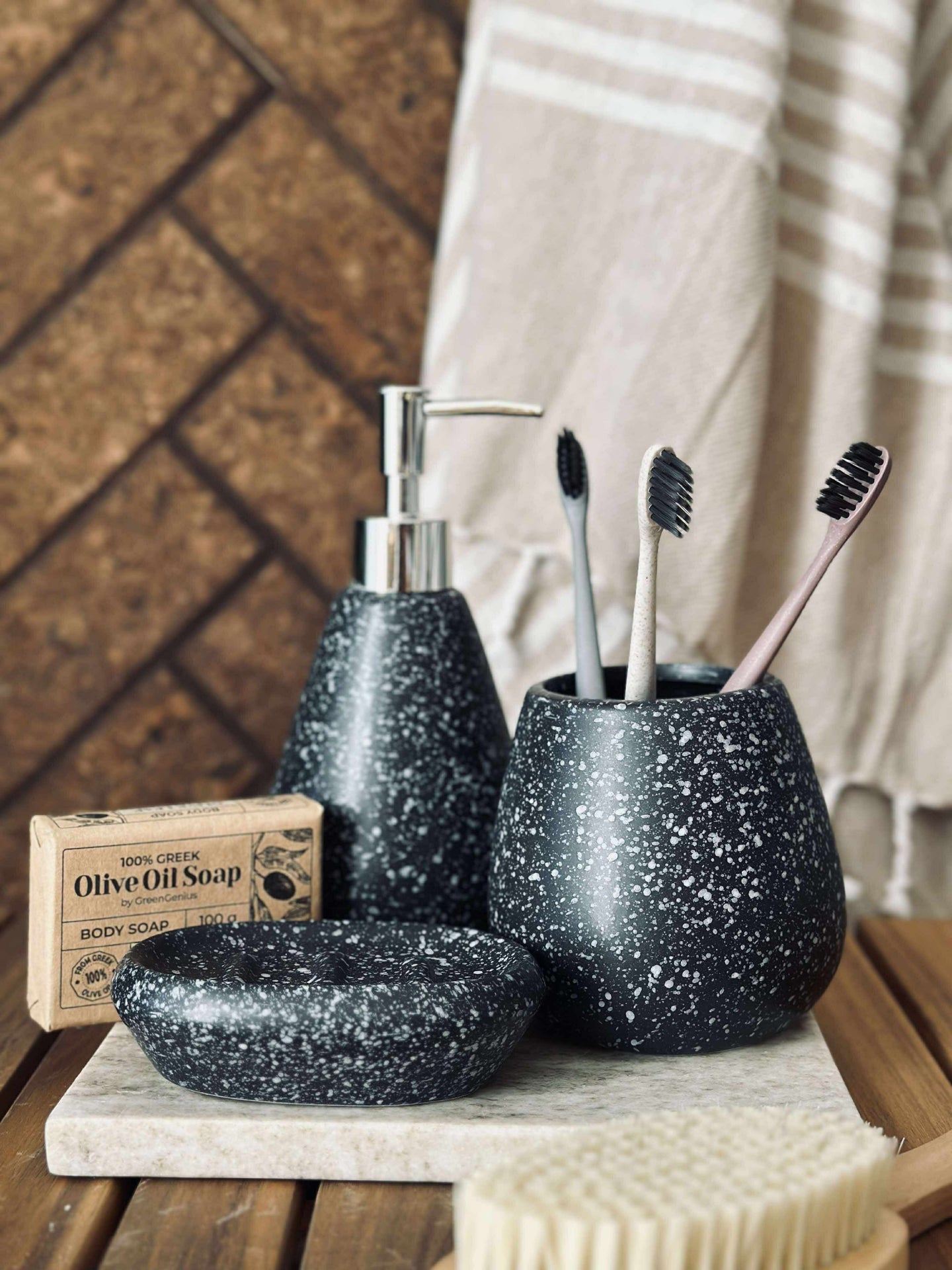 Badezimmer-Set mit 3 Teilen - Stone