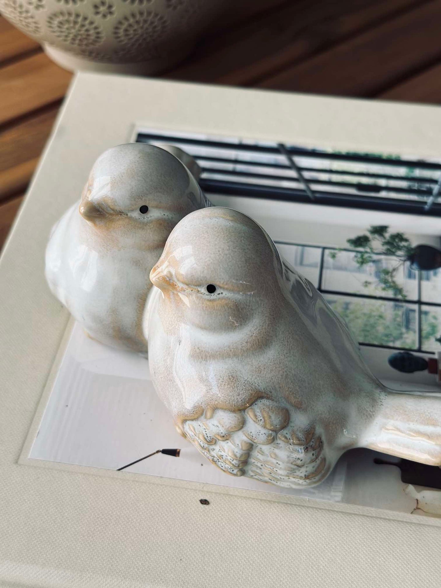 Vogelpaar - Beige