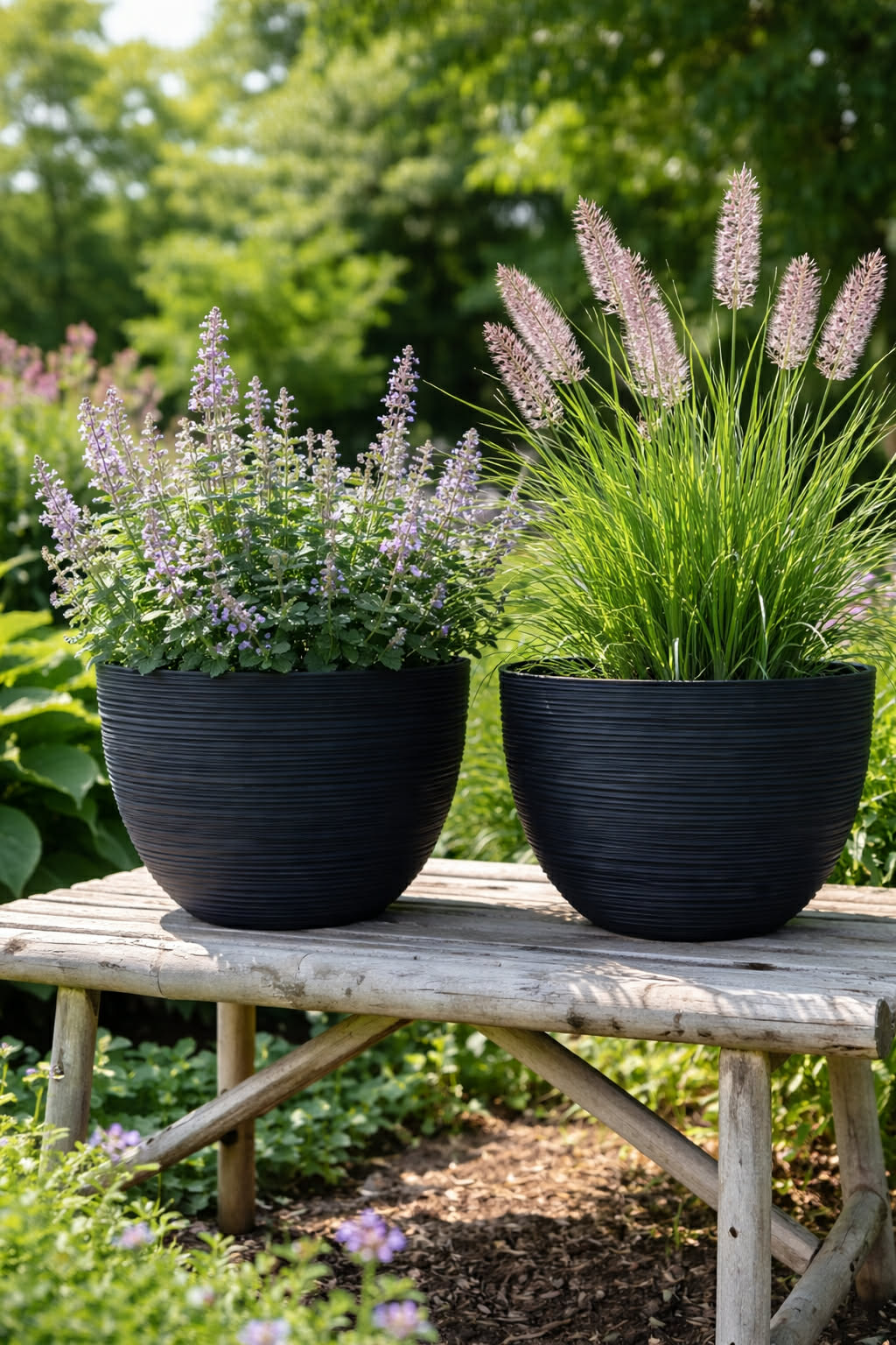 Pflanzkübel mit Rillen – Black small