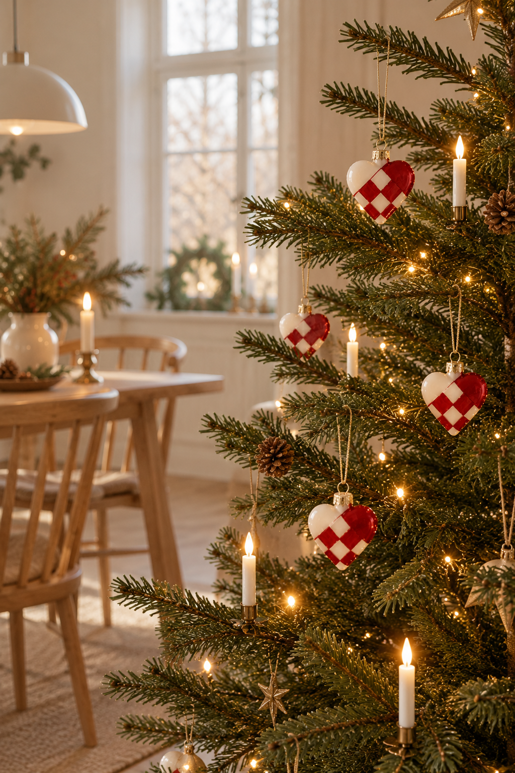 Weihnachtsherz aus Glas – rot/weiß