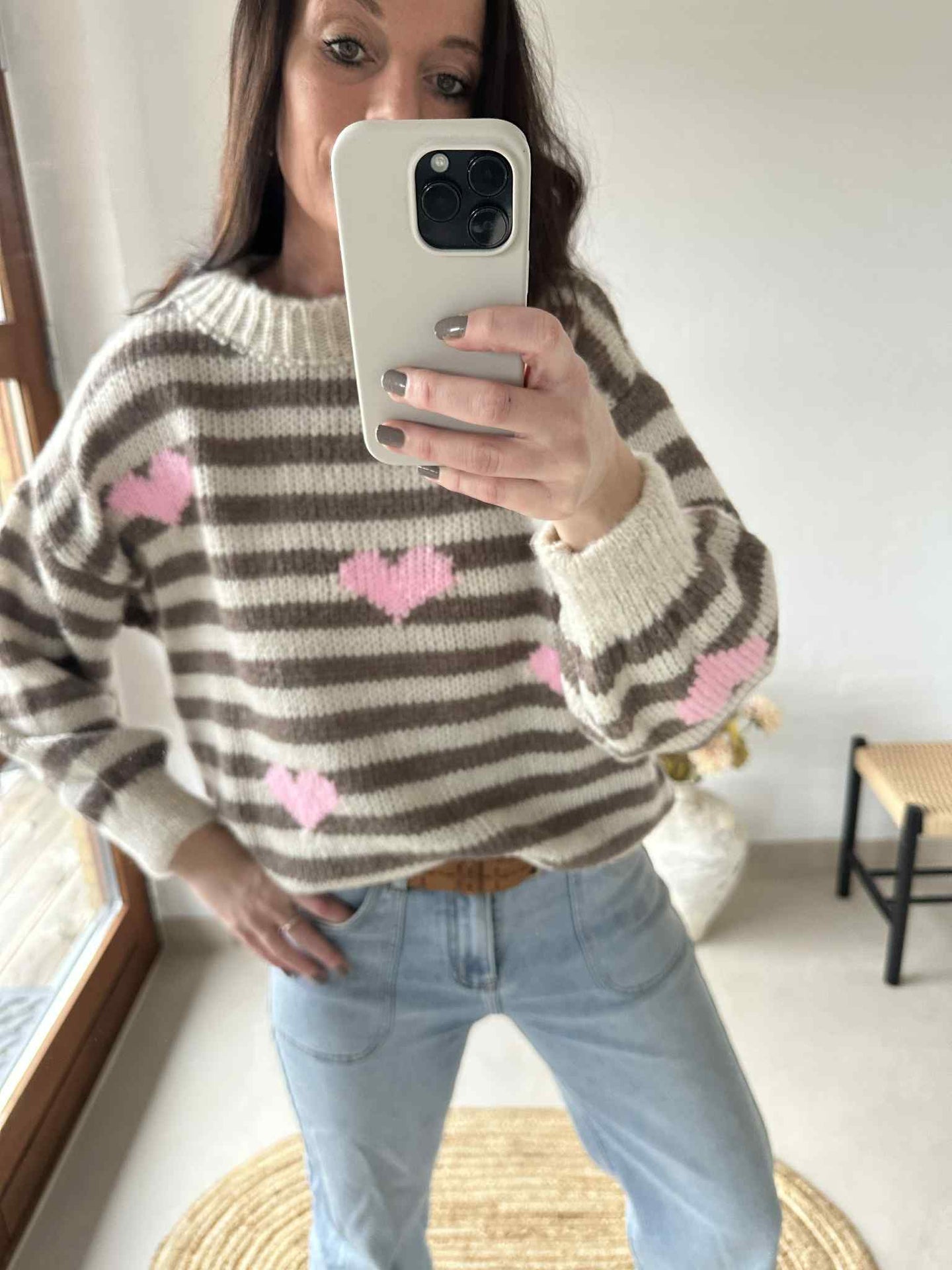 Strick - Beige Streifen